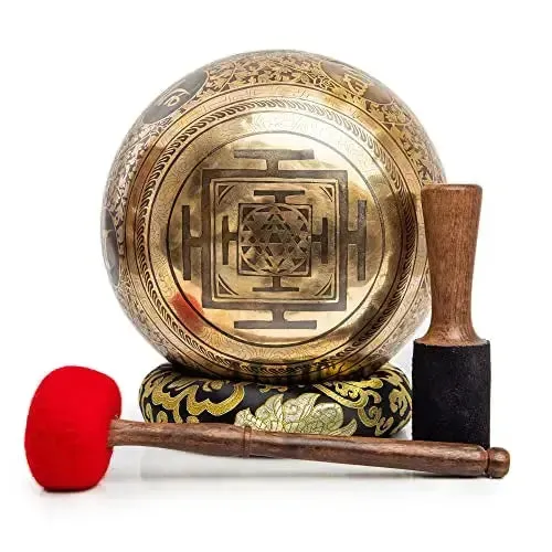 Tibetan Singing Bowl Set - Handmade for Sound Healing, Yoga & 7 Chakra Meditation