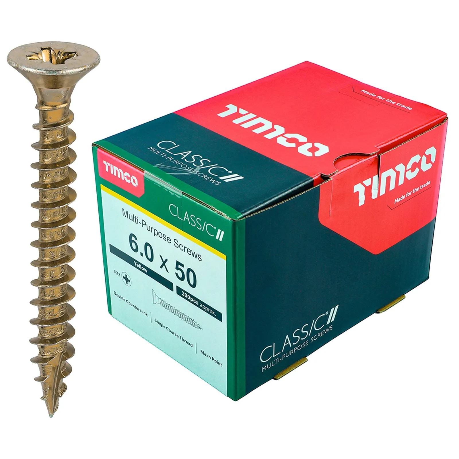 TIMCO Classic Multi Purpose Screws Pozi Head Double Countersunk Yellow Boxed - Choose Size