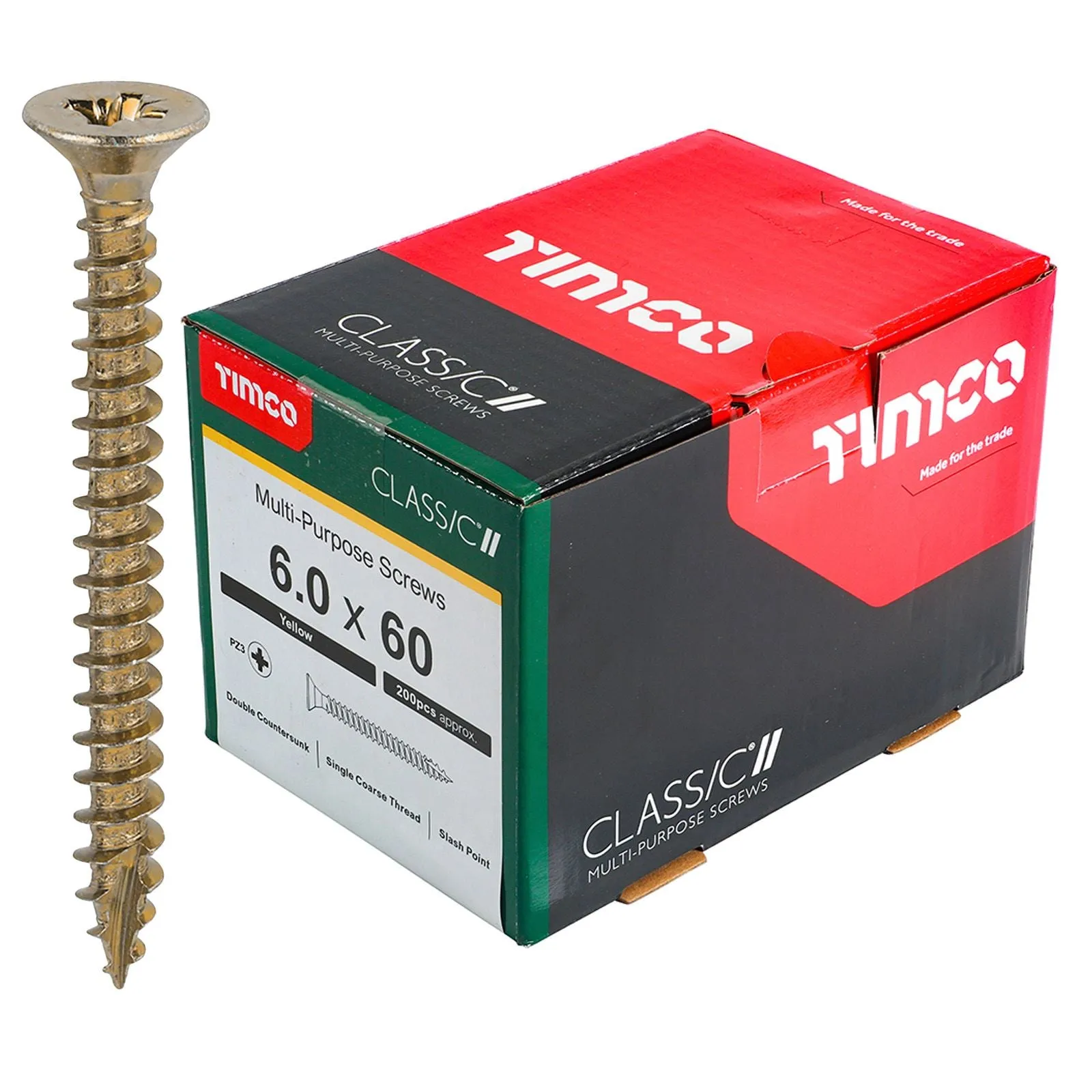 TIMCO Classic Multi Purpose Screws Pozi Head Double Countersunk Yellow Boxed - Choose Size
