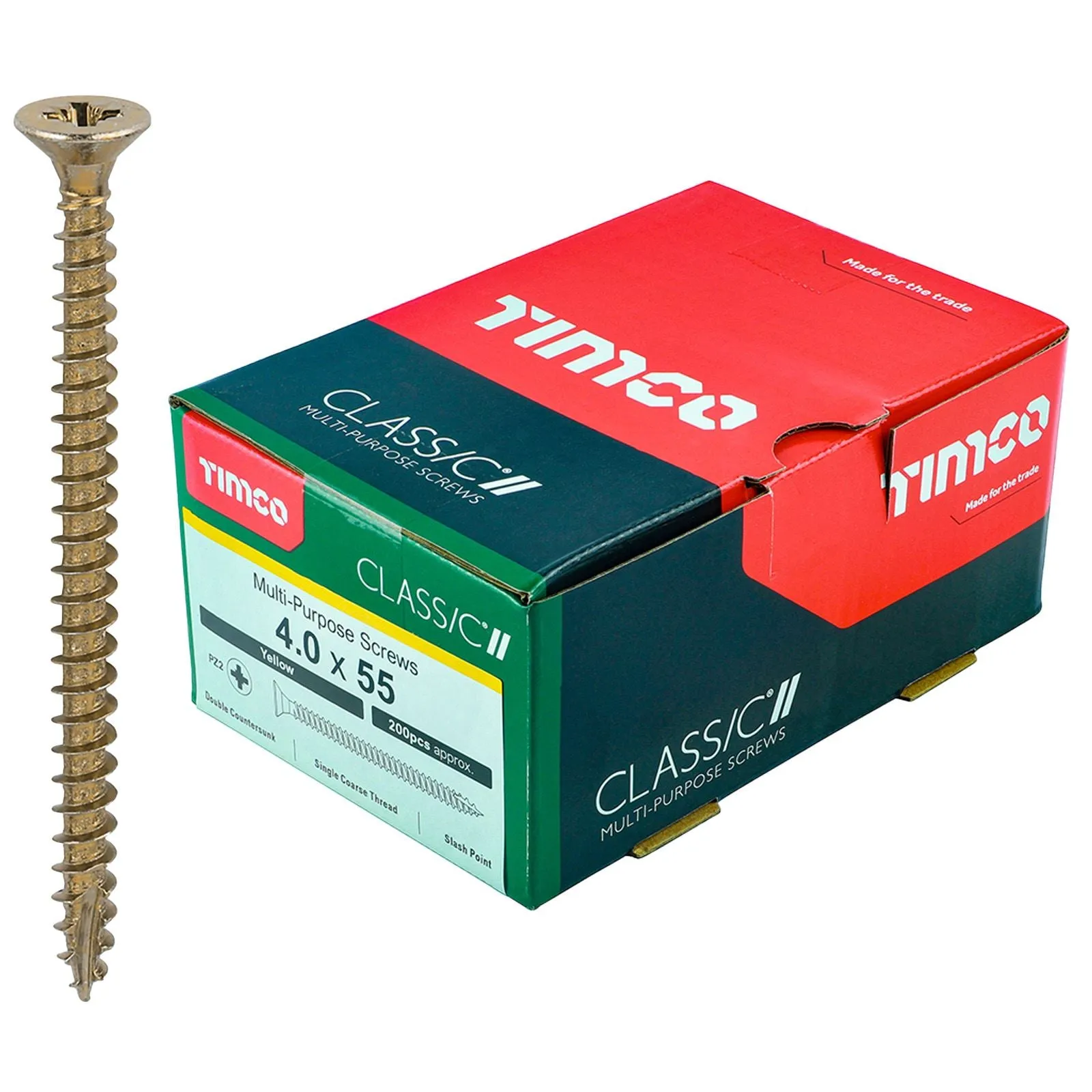 TIMCO Classic Multi Purpose Screws Pozi Head Double Countersunk Yellow Boxed - Choose Size
