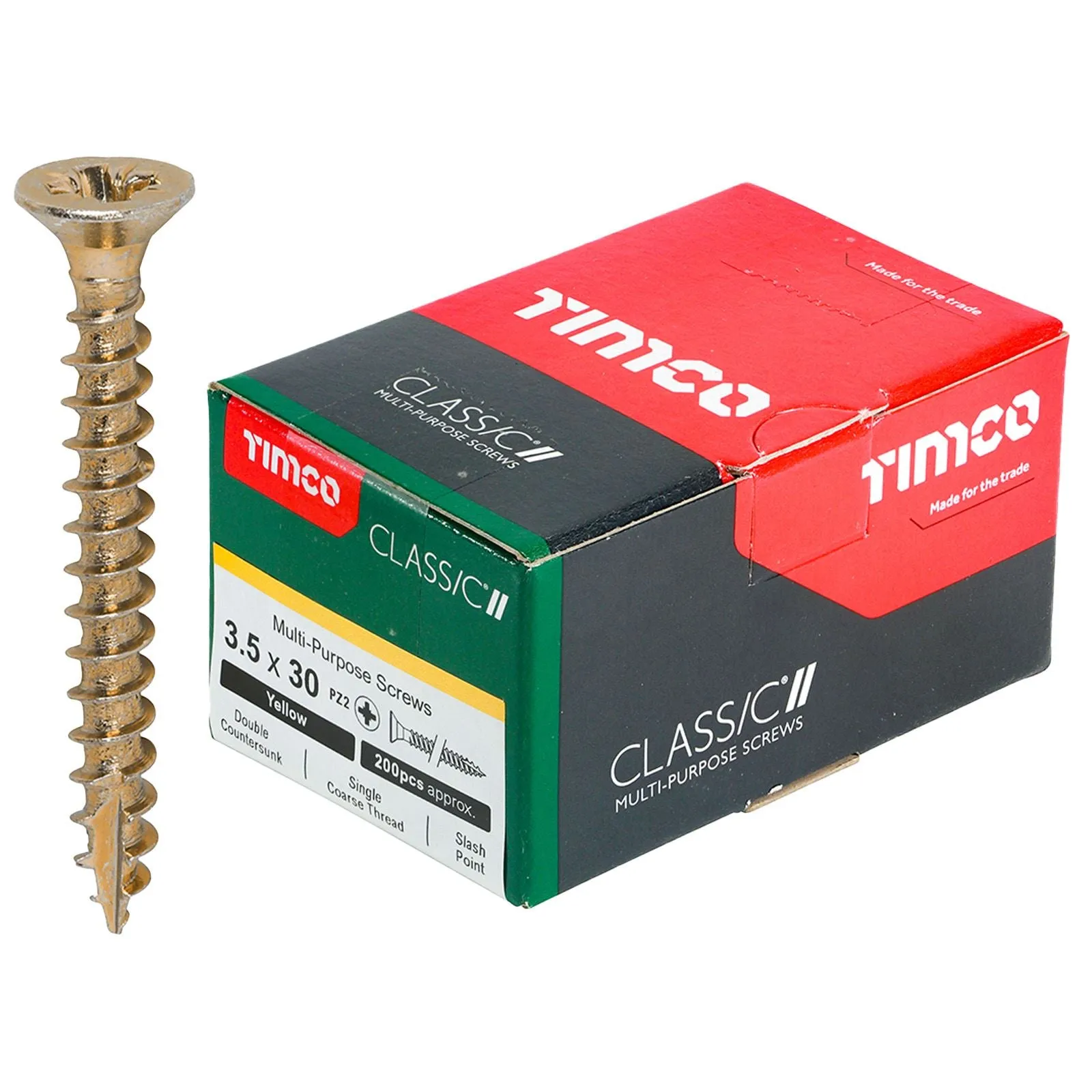 TIMCO Classic Multi Purpose Screws Pozi Head Double Countersunk Yellow Boxed - Choose Size