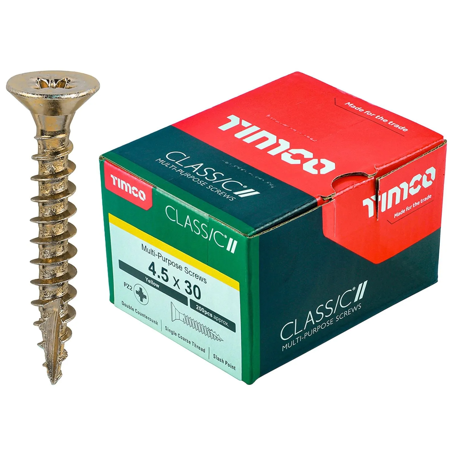 TIMCO Classic Multi Purpose Screws Pozi Head Double Countersunk Yellow Boxed - Choose Size