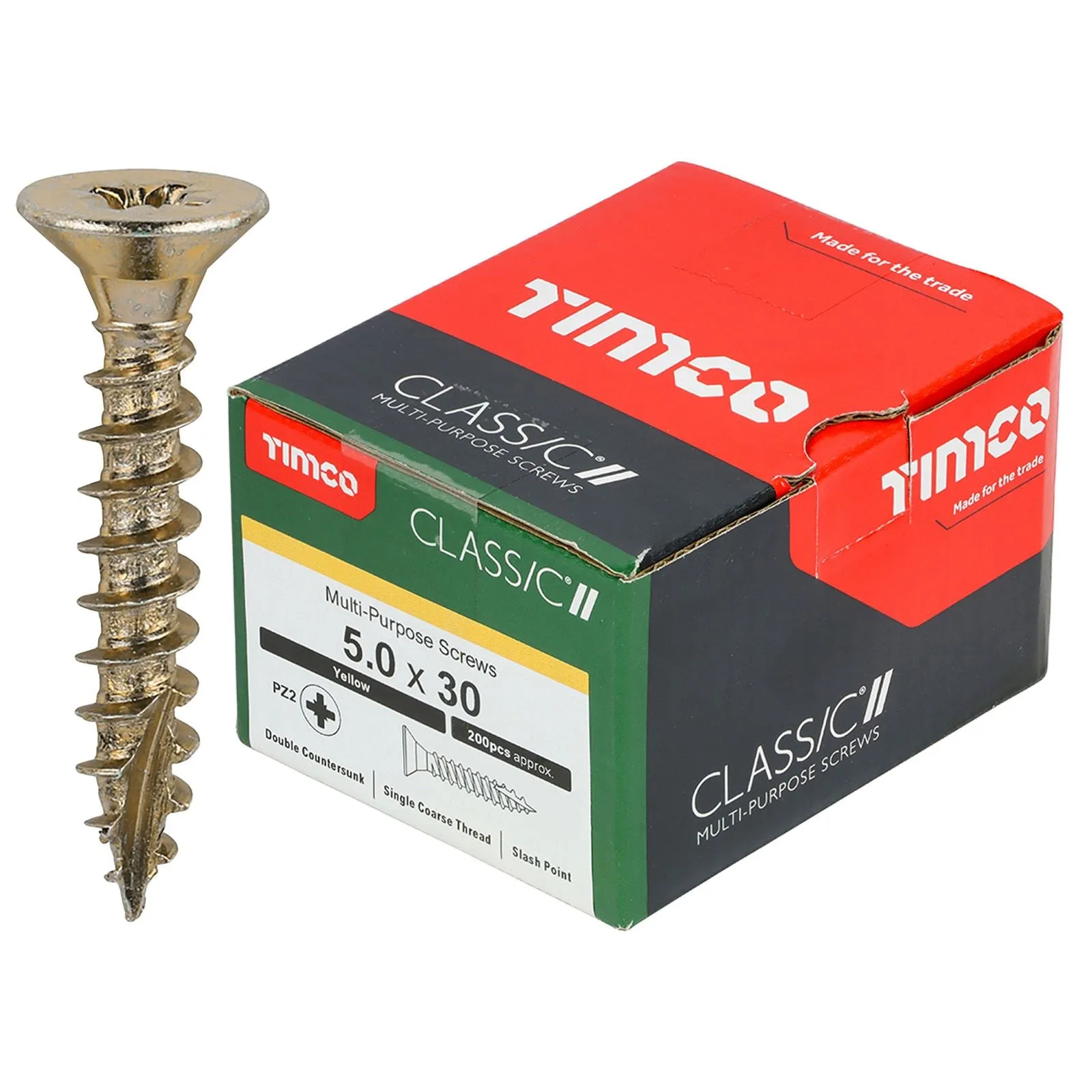 TIMCO Classic Multi Purpose Screws Pozi Head Double Countersunk Yellow Boxed - Choose Size