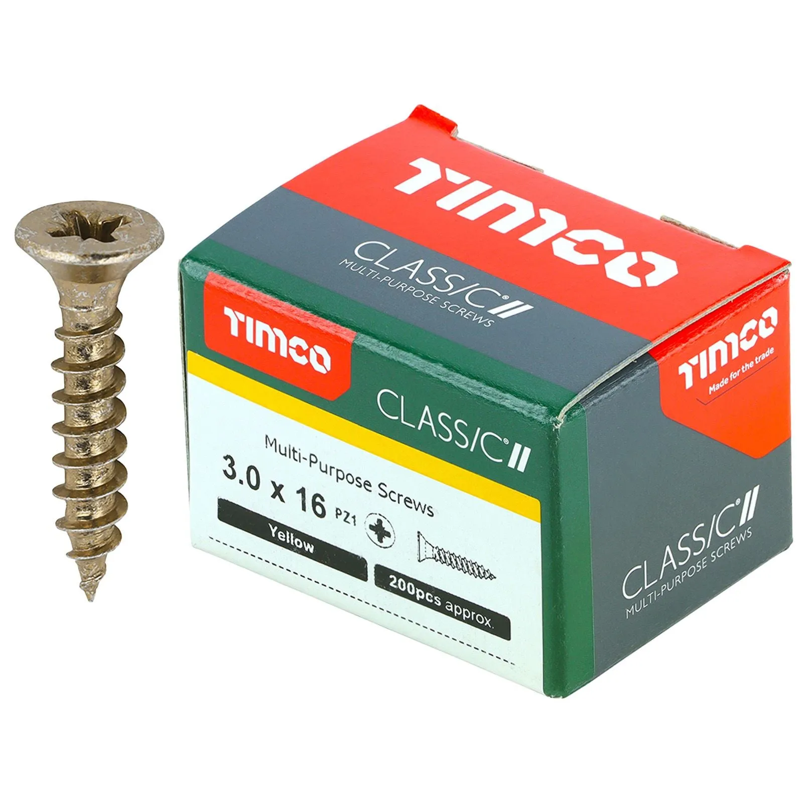 TIMCO Classic Multi Purpose Screws Pozi Head Double Countersunk Yellow Boxed - Choose Size