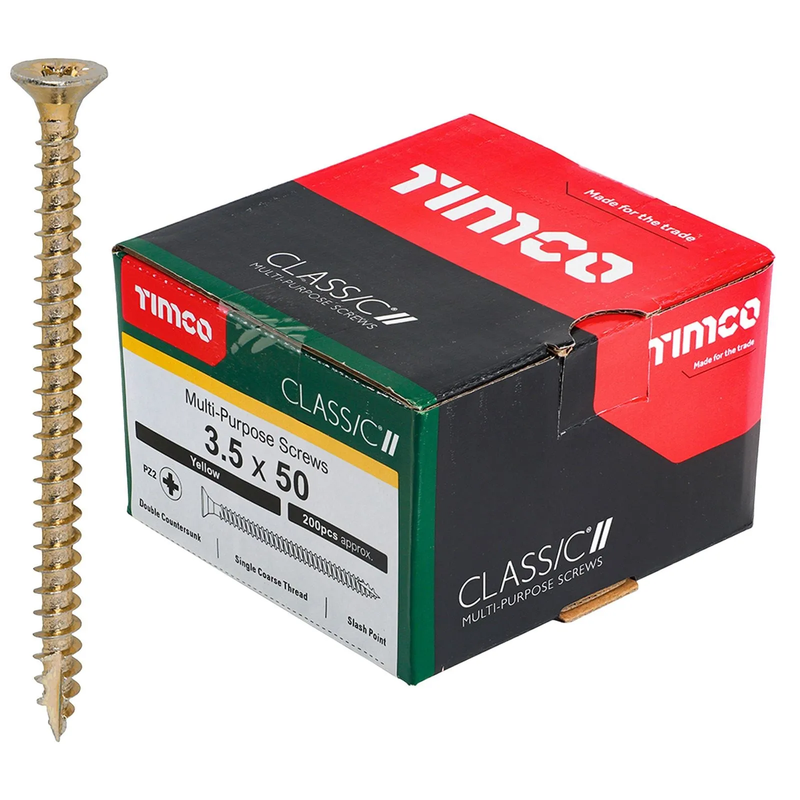 TIMCO Classic Multi Purpose Screws Pozi Head Double Countersunk Yellow Boxed - Choose Size