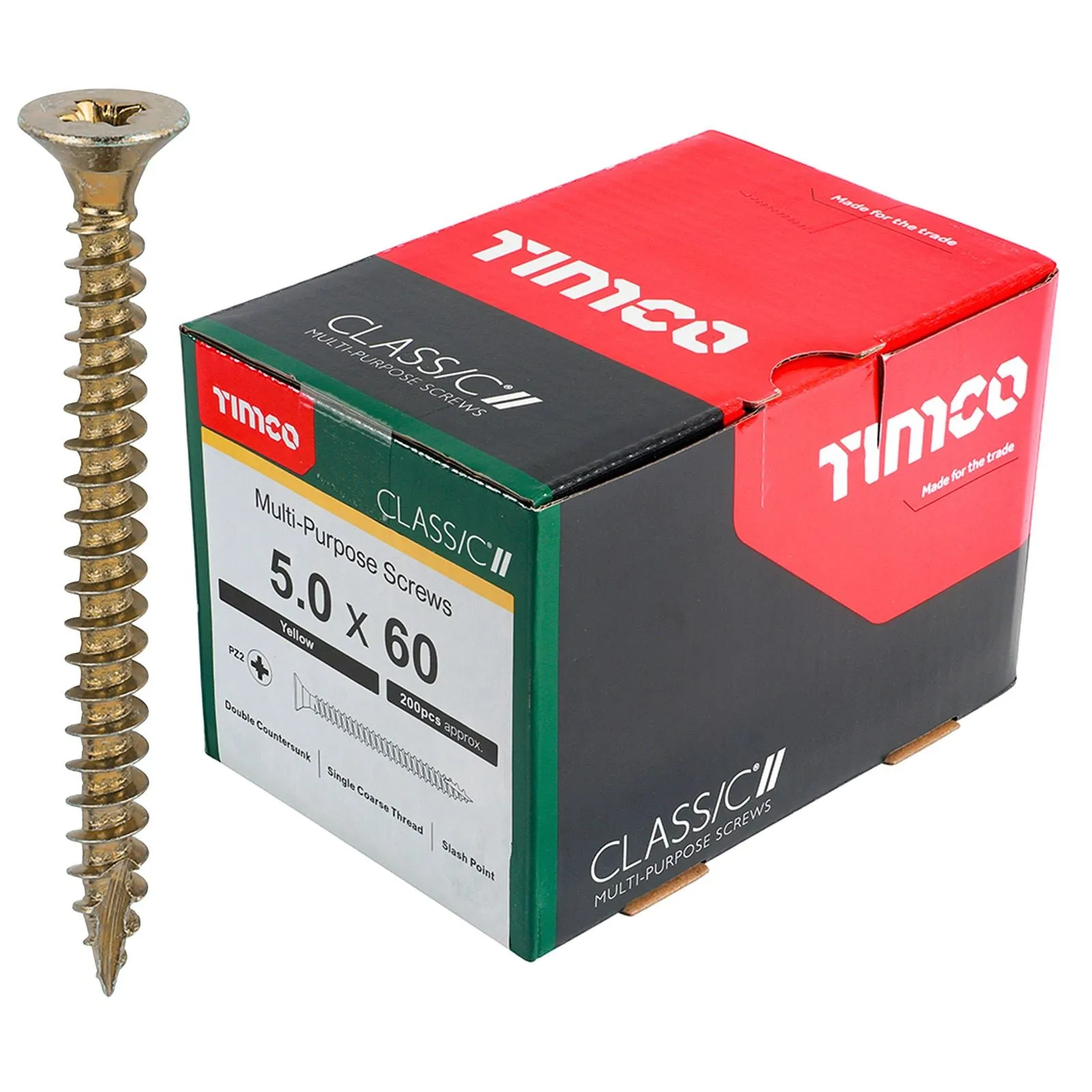 TIMCO Classic Multi Purpose Screws Pozi Head Double Countersunk Yellow Boxed - Choose Size