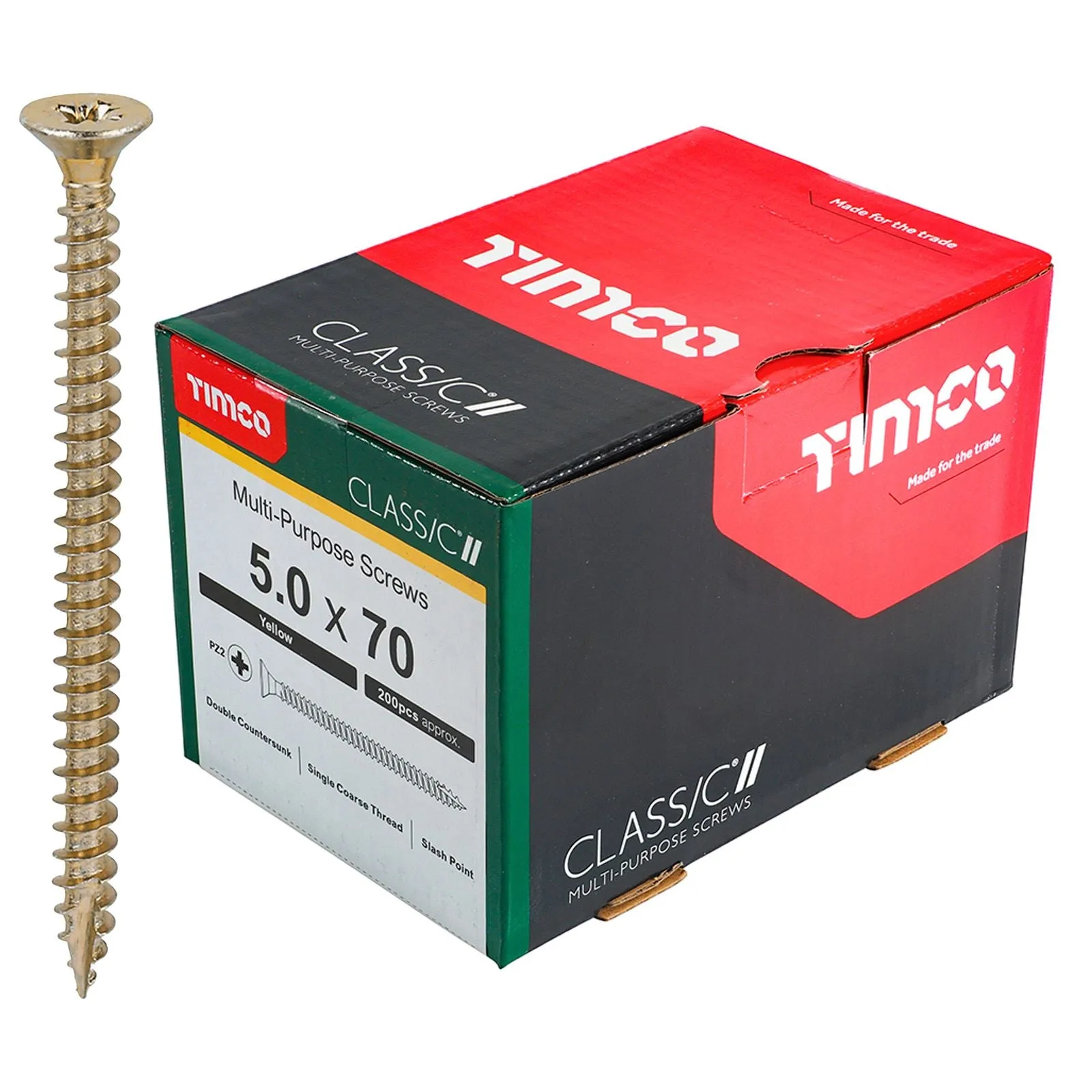TIMCO Classic Multi Purpose Screws Pozi Head Double Countersunk Yellow Boxed - Choose Size