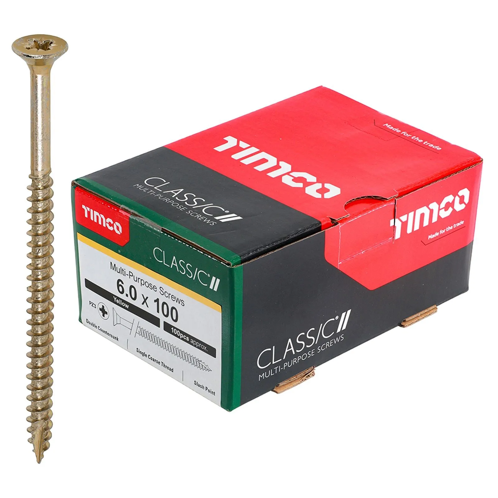 TIMCO Classic Multi Purpose Screws Pozi Head Double Countersunk Yellow Boxed - Choose Size