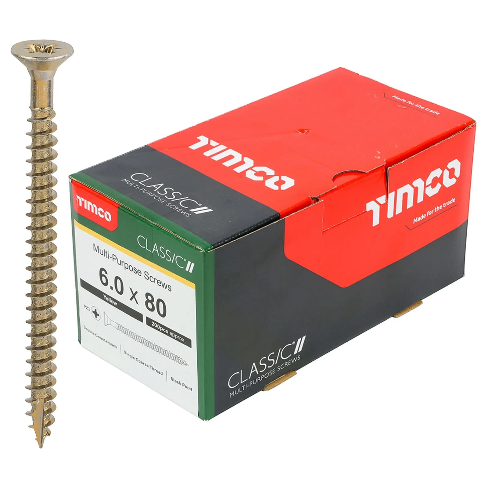 TIMCO Classic Multi Purpose Screws Pozi Head Double Countersunk Yellow Boxed - Choose Size