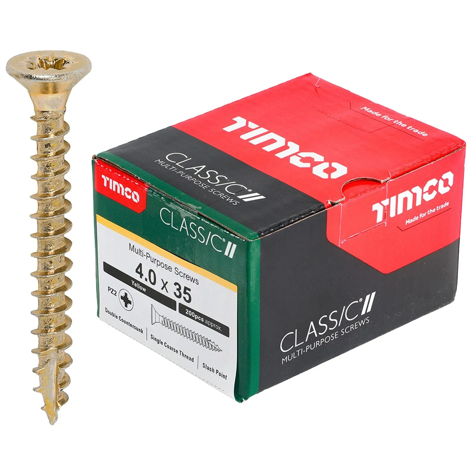 TIMCO Classic Multi Purpose Screws Pozi Head Double Countersunk Yellow Boxed - Choose Size