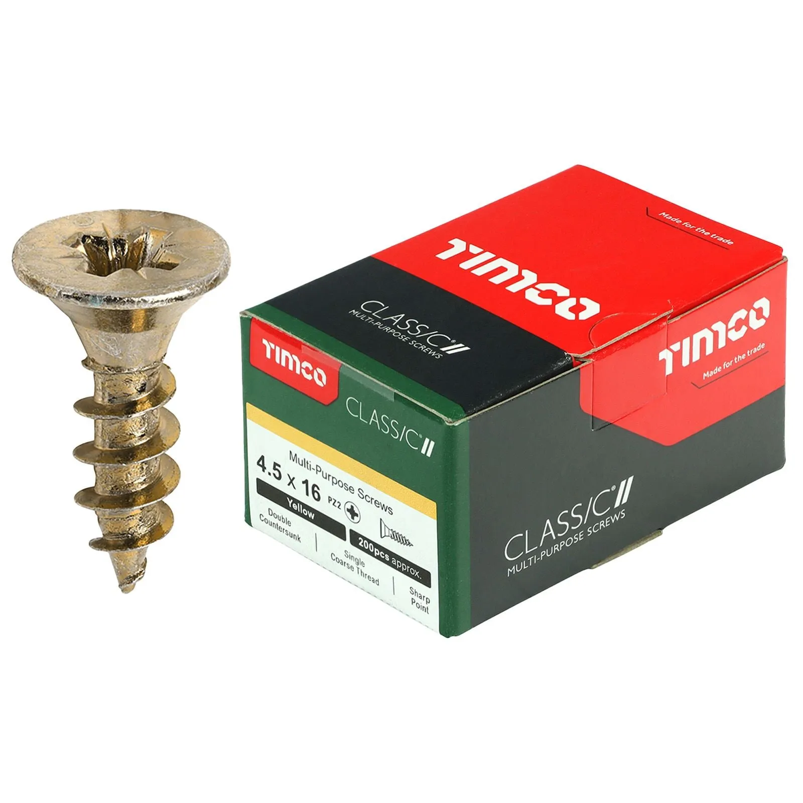 TIMCO Classic Multi Purpose Screws Pozi Head Double Countersunk Yellow Boxed - Choose Size