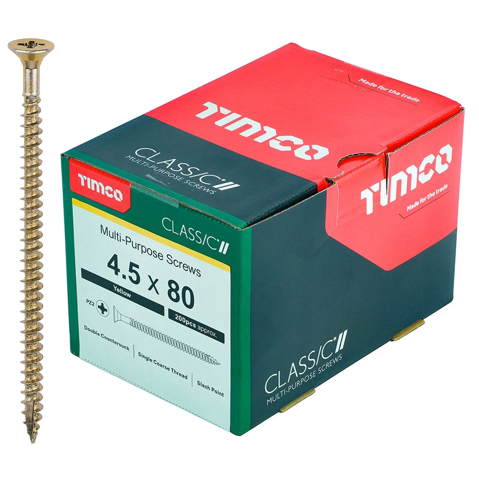 TIMCO Classic Multi Purpose Screws Pozi Head Double Countersunk Yellow Boxed - Choose Size