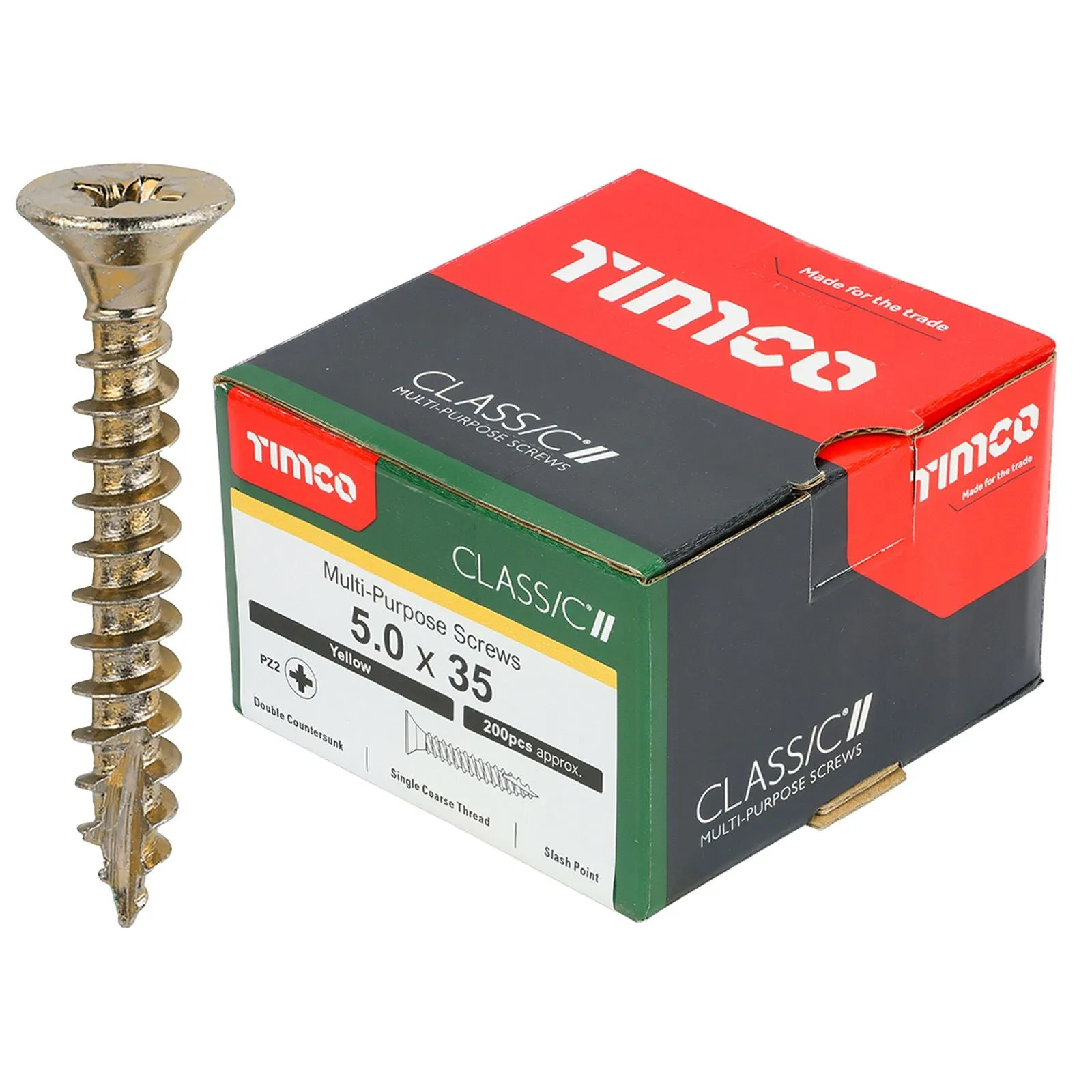 TIMCO Classic Multi Purpose Screws Pozi Head Double Countersunk Yellow Boxed - Choose Size