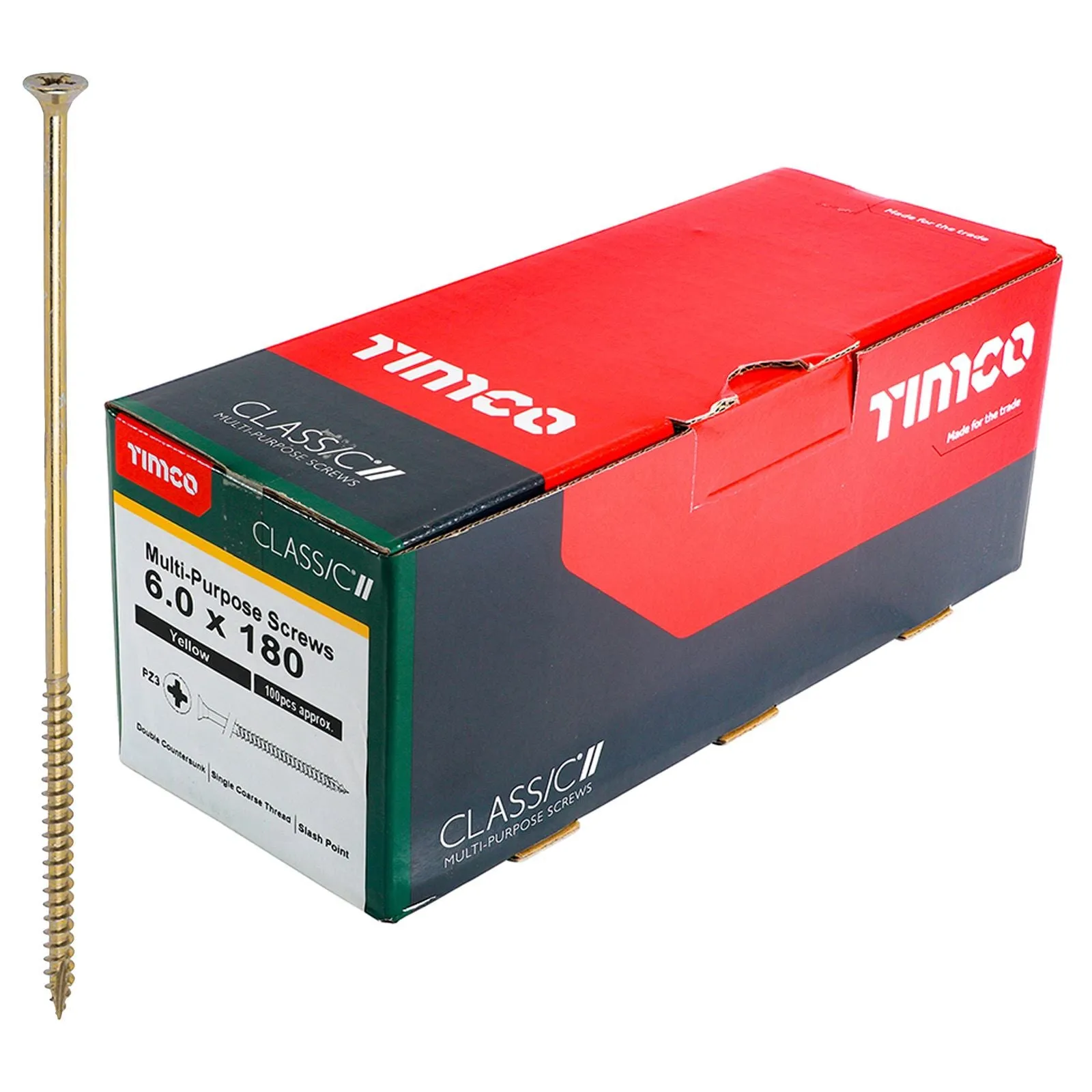 TIMCO Classic Multi Purpose Screws Pozi Head Double Countersunk Yellow Boxed - Choose Size