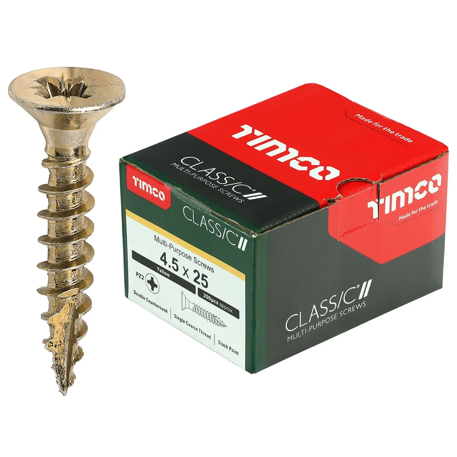 TIMCO Classic Multi Purpose Screws Pozi Head Double Countersunk Yellow Boxed - Choose Size