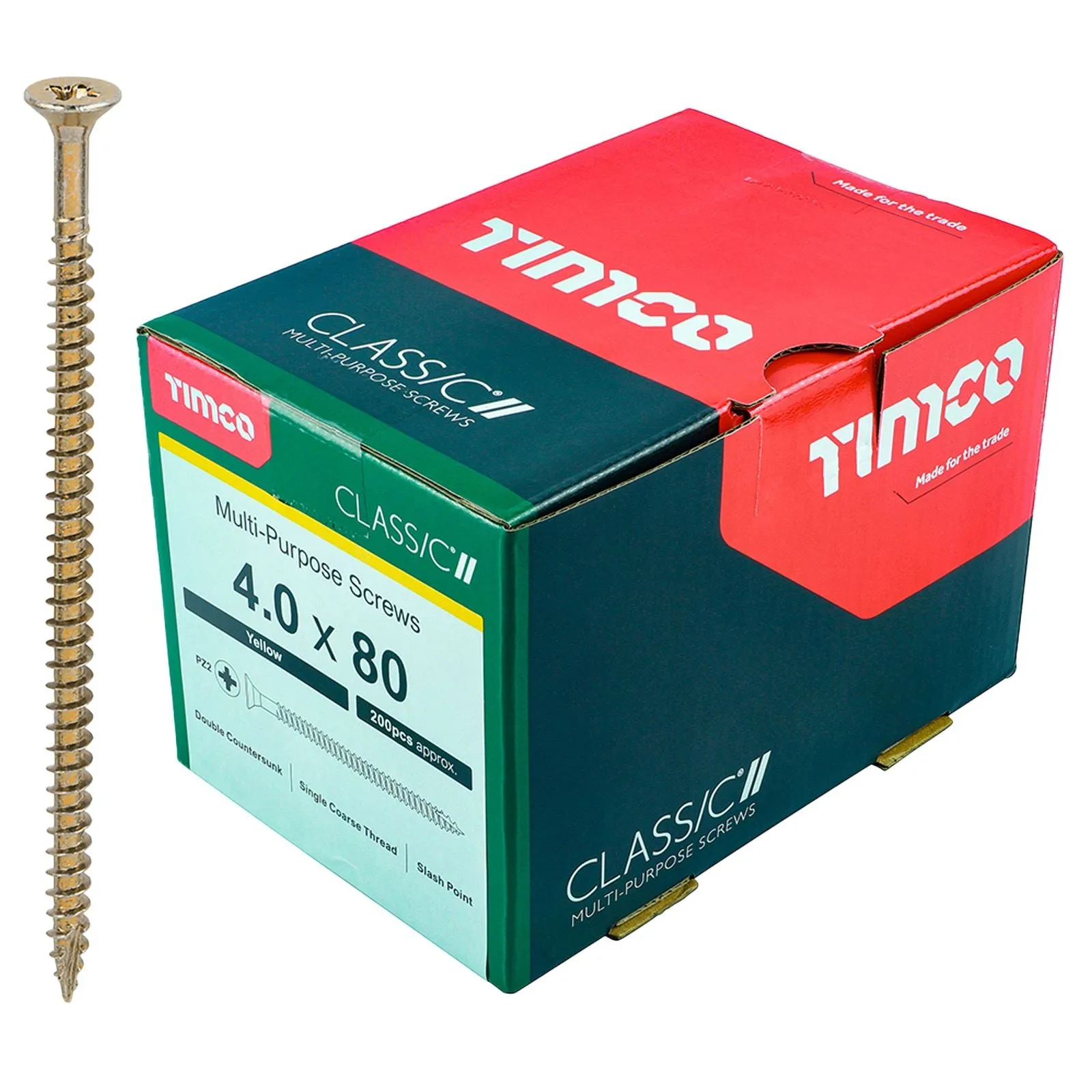 TIMCO Classic Multi Purpose Screws Pozi Head Double Countersunk Yellow Boxed - Choose Size