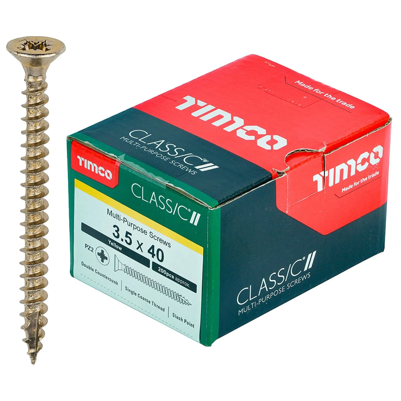 TIMCO Classic Multi Purpose Screws Pozi Head Double Countersunk Yellow Boxed - Choose Size