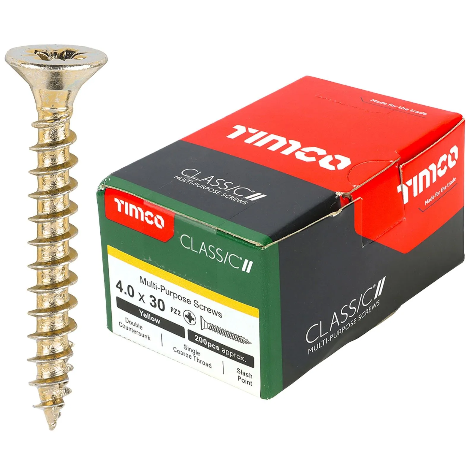 TIMCO Classic Multi Purpose Screws Pozi Head Double Countersunk Yellow Boxed - Choose Size
