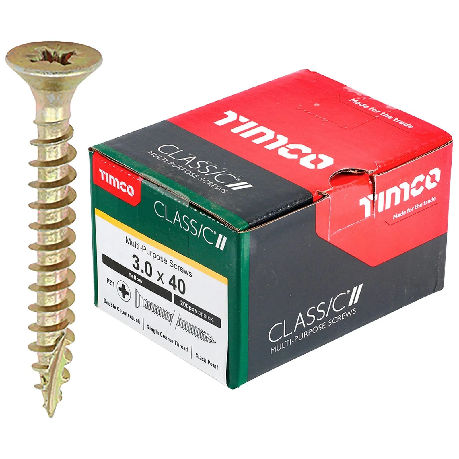 TIMCO Classic Multi Purpose Screws Pozi Head Double Countersunk Yellow Boxed - Choose Size