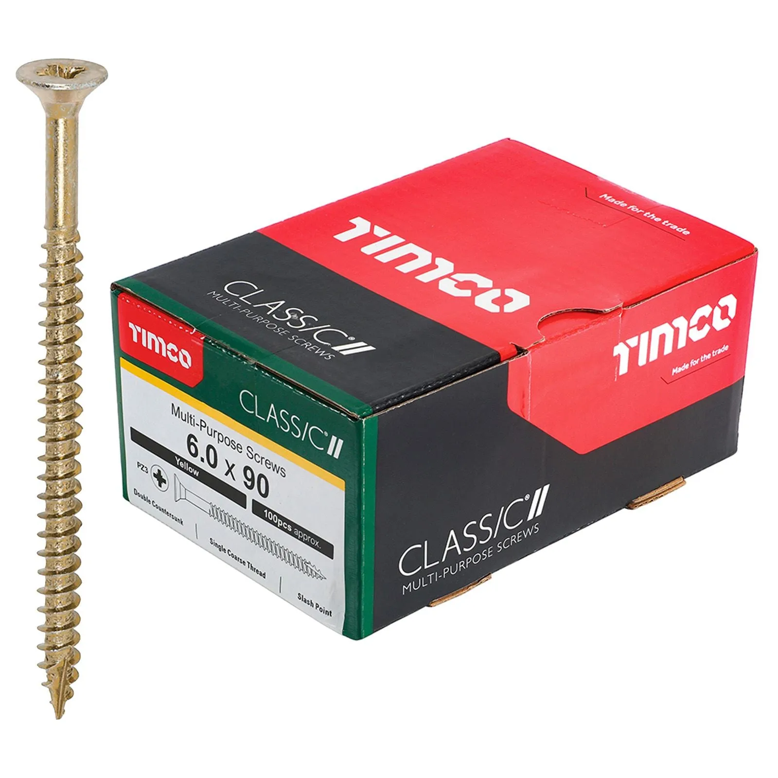 TIMCO Classic Multi Purpose Screws Pozi Head Double Countersunk Yellow Boxed - Choose Size