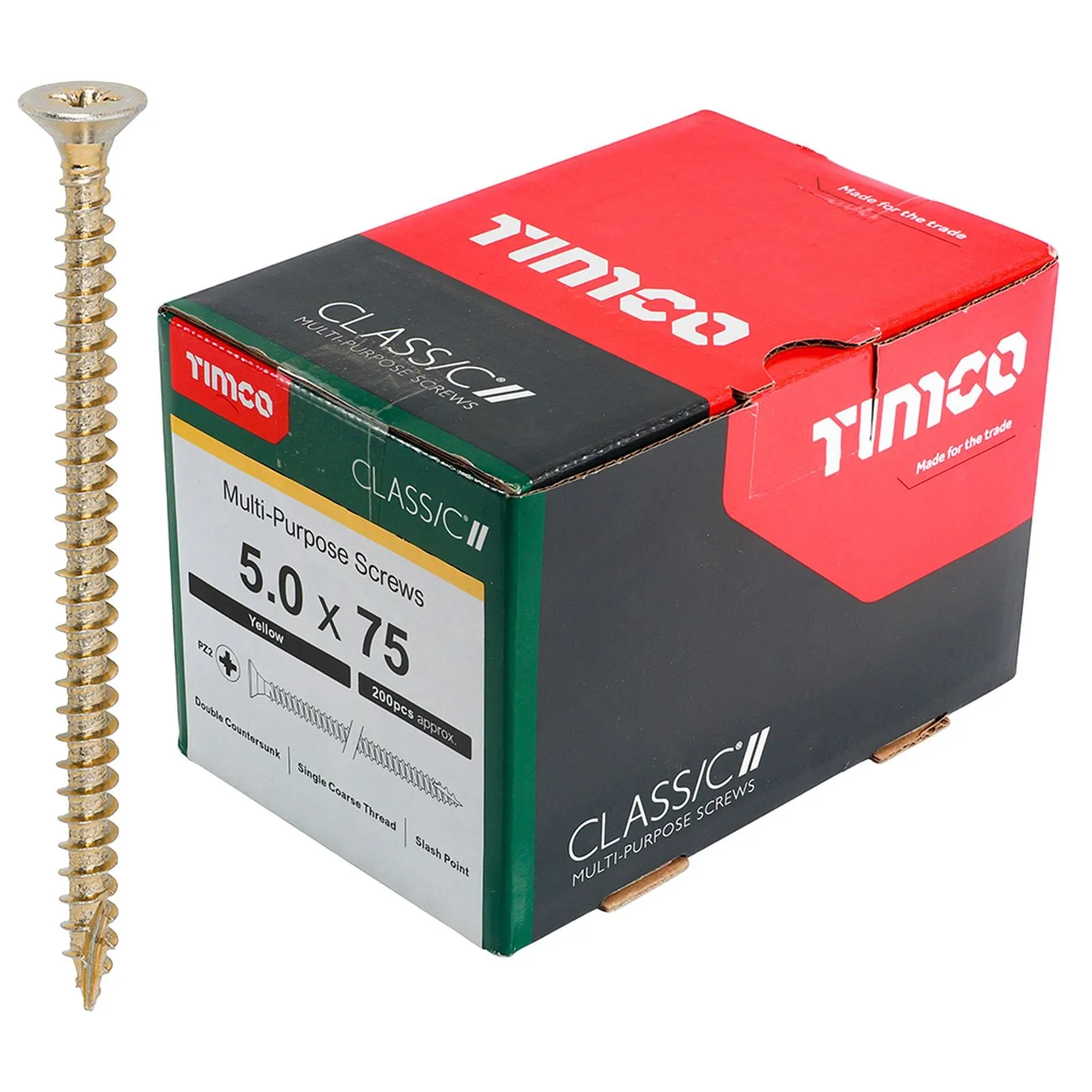 TIMCO Classic Multi Purpose Screws Pozi Head Double Countersunk Yellow Boxed - Choose Size