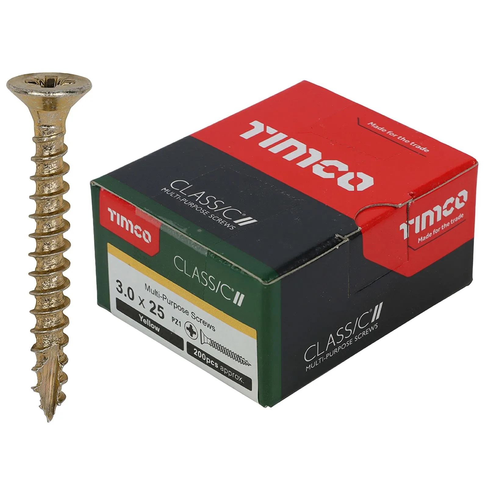 TIMCO Classic Multi Purpose Screws Pozi Head Double Countersunk Yellow Boxed - Choose Size