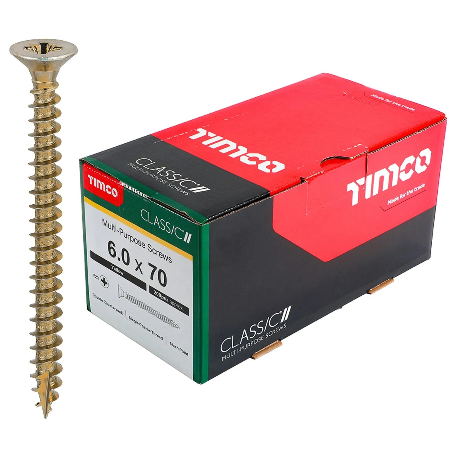 TIMCO Classic Multi Purpose Screws Pozi Head Double Countersunk Yellow Boxed - Choose Size