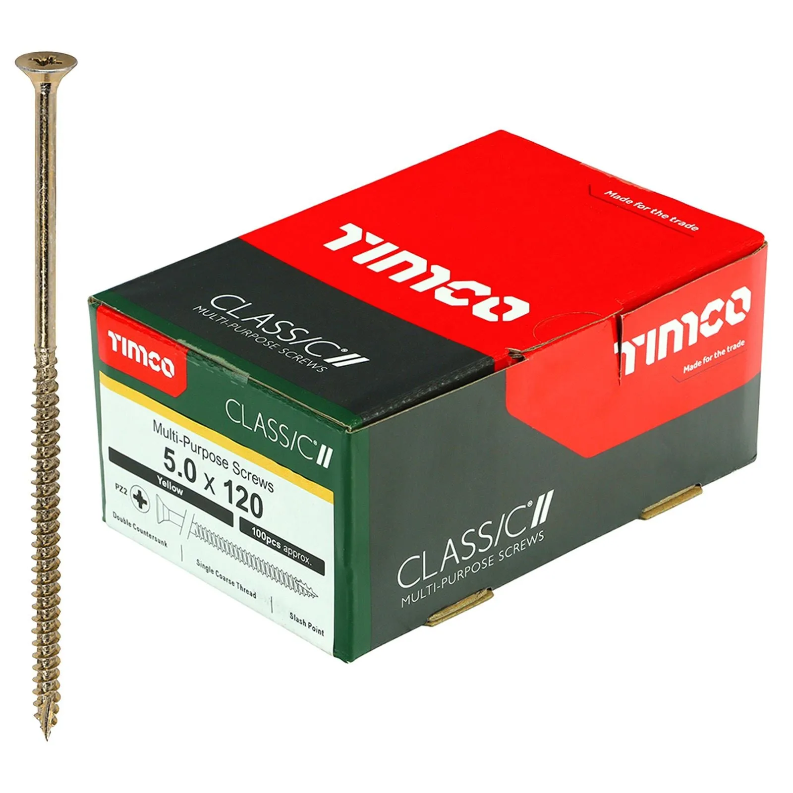 TIMCO Classic Multi Purpose Screws Pozi Head Double Countersunk Yellow Boxed - Choose Size