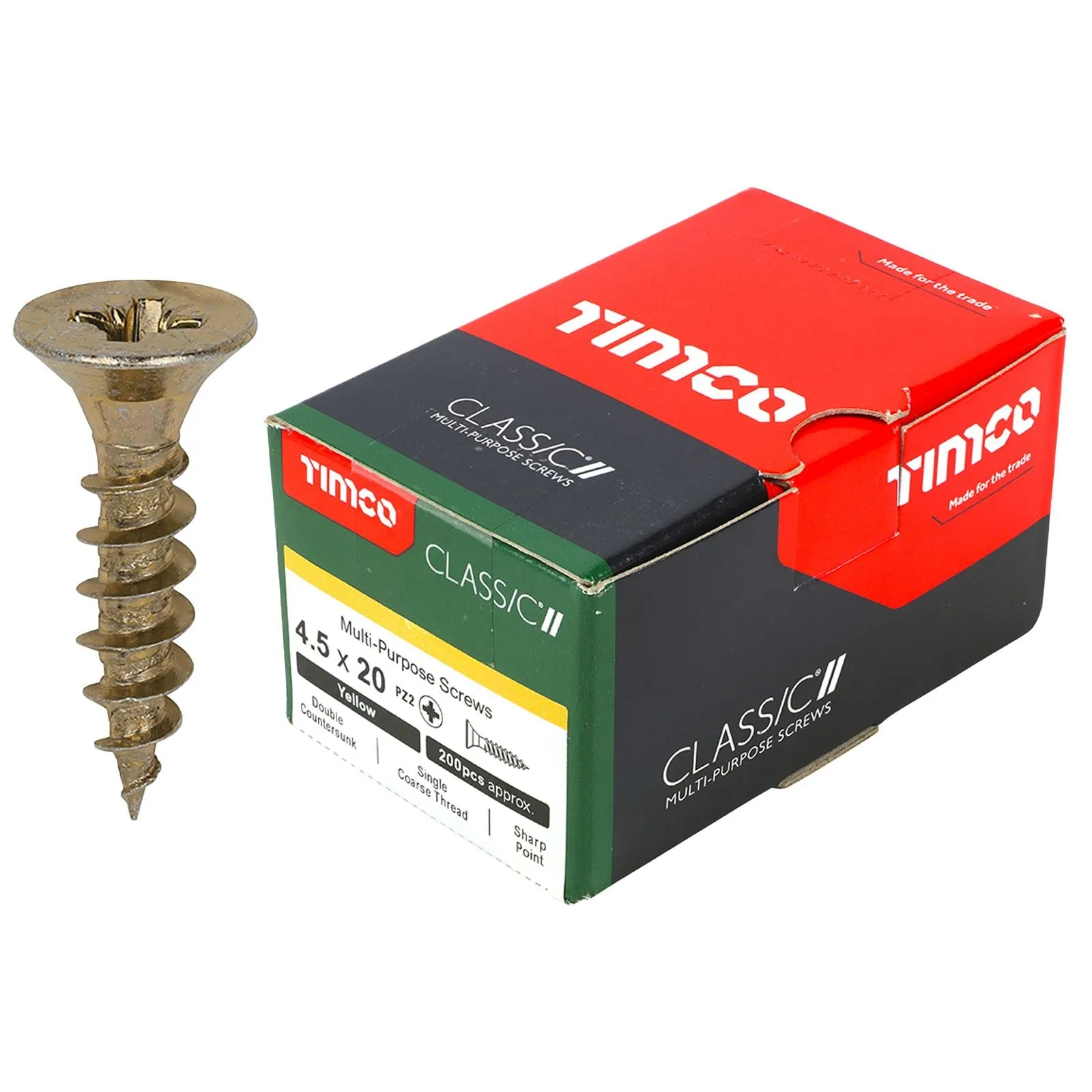 TIMCO Classic Multi Purpose Screws Pozi Head Double Countersunk Yellow Boxed - Choose Size