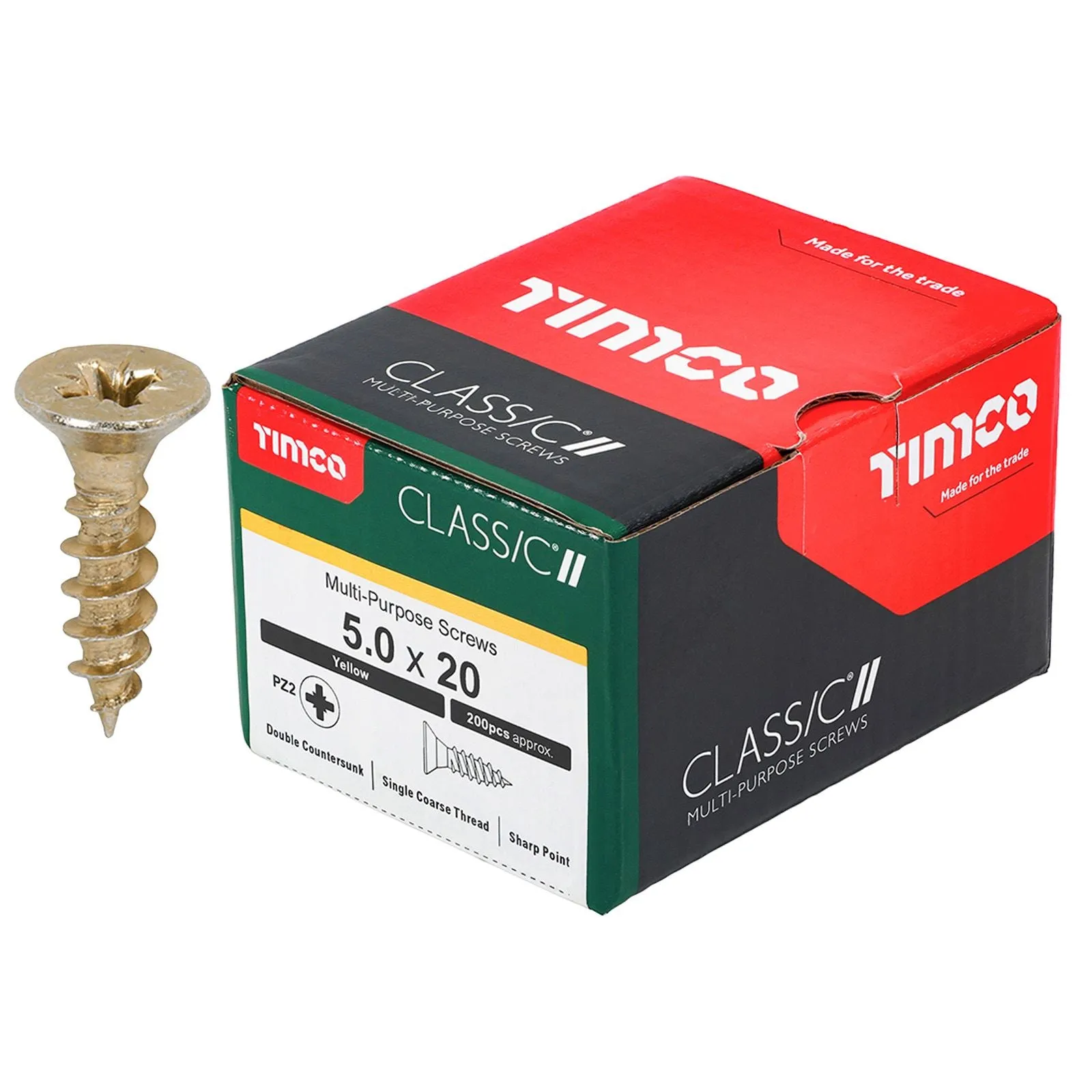 TIMCO Classic Multi Purpose Screws Pozi Head Double Countersunk Yellow Boxed - Choose Size