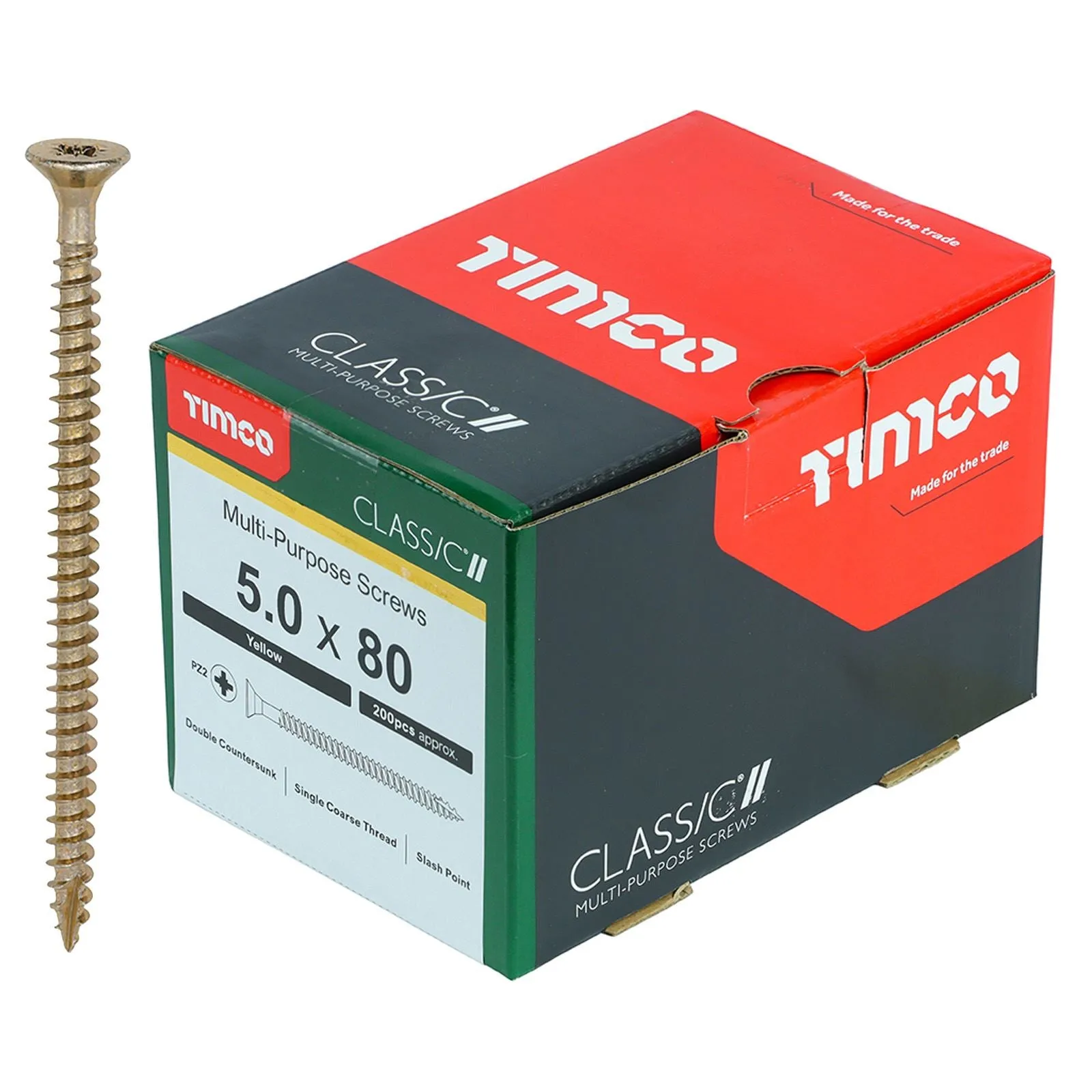 TIMCO Classic Multi Purpose Screws Pozi Head Double Countersunk Yellow Boxed - Choose Size