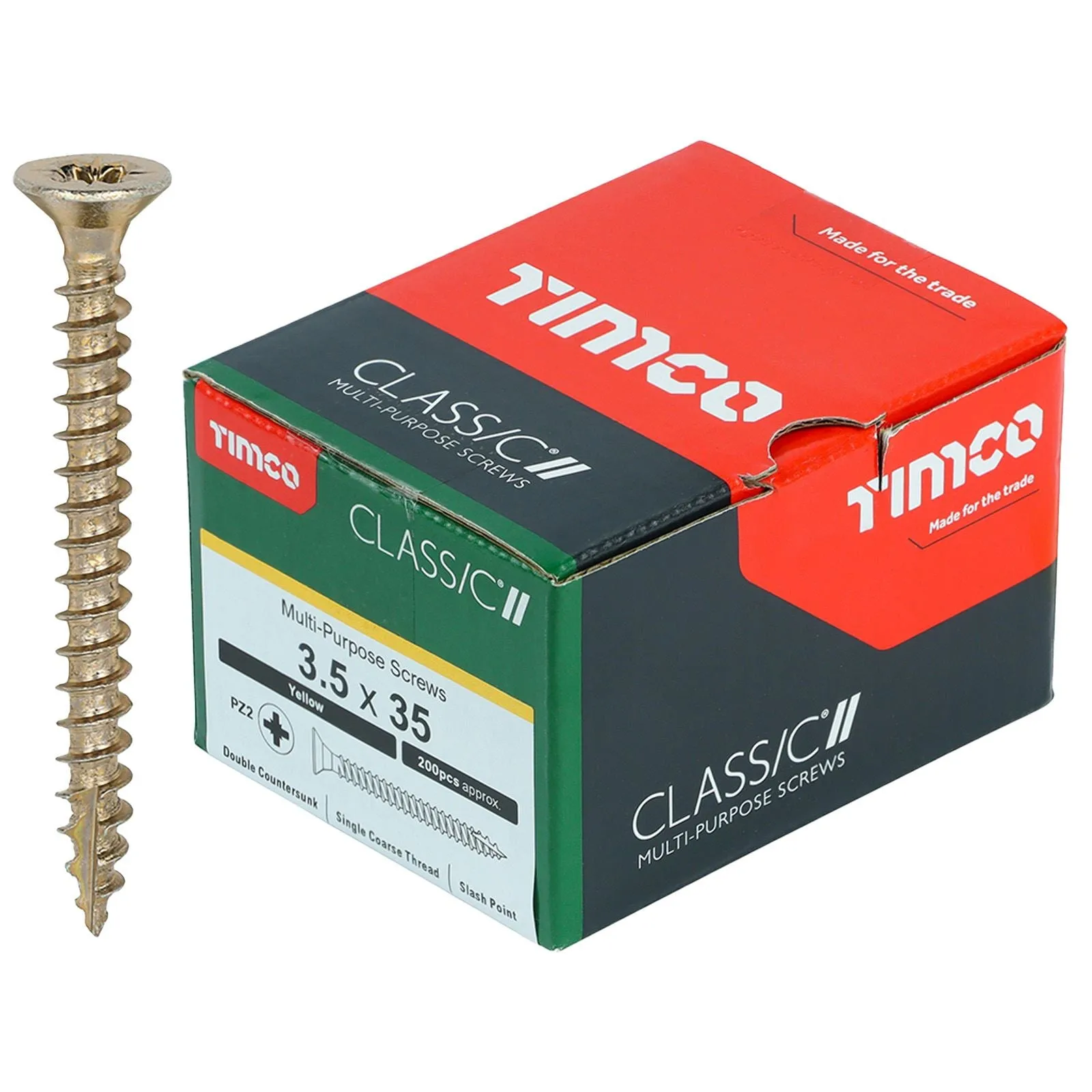 TIMCO Classic Multi Purpose Screws Pozi Head Double Countersunk Yellow Boxed - Choose Size