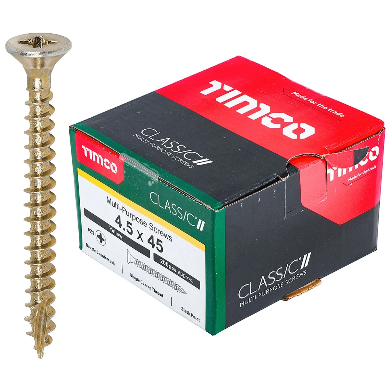 TIMCO Classic Multi Purpose Screws Pozi Head Double Countersunk Yellow Boxed - Choose Size