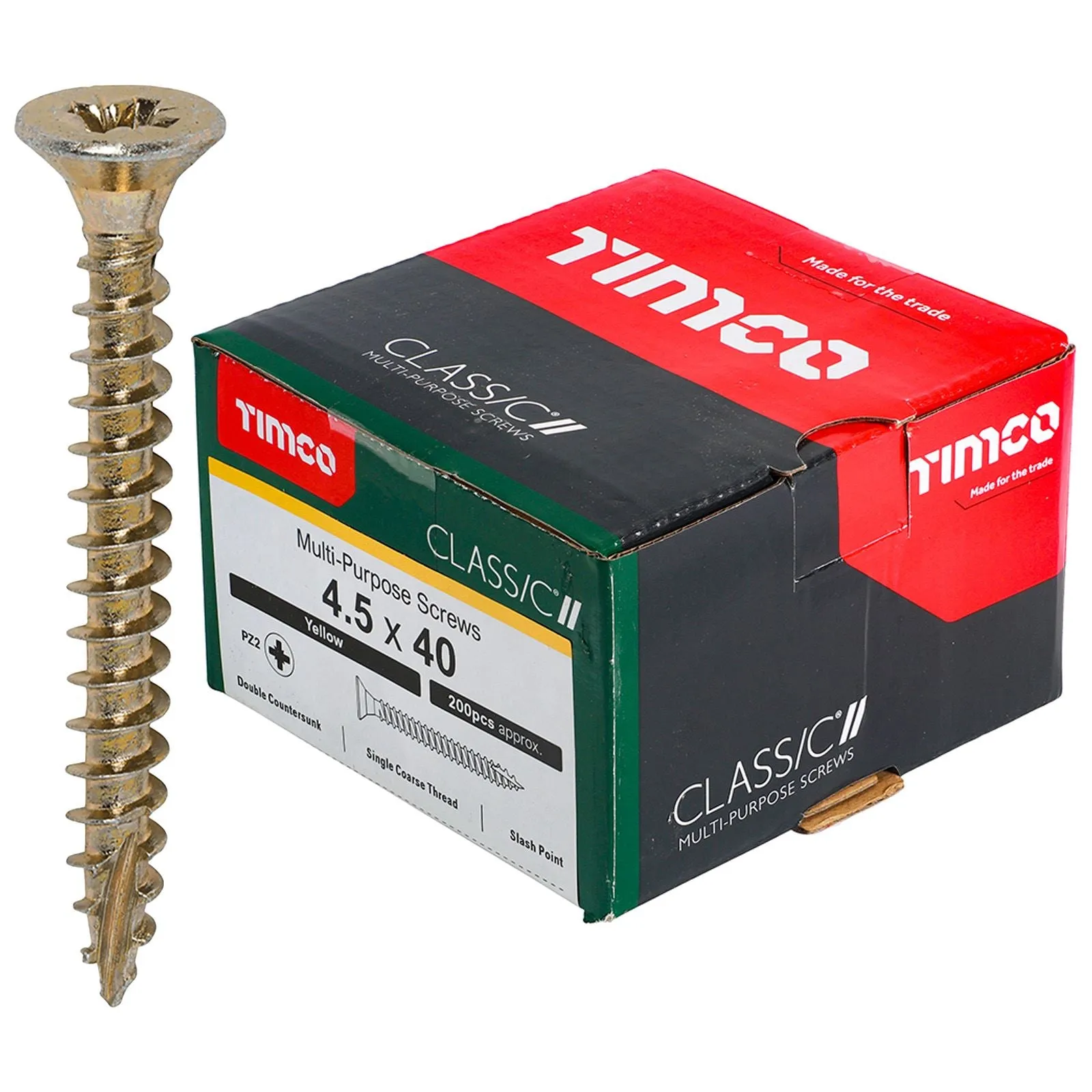 TIMCO Classic Multi Purpose Screws Pozi Head Double Countersunk Yellow Boxed - Choose Size