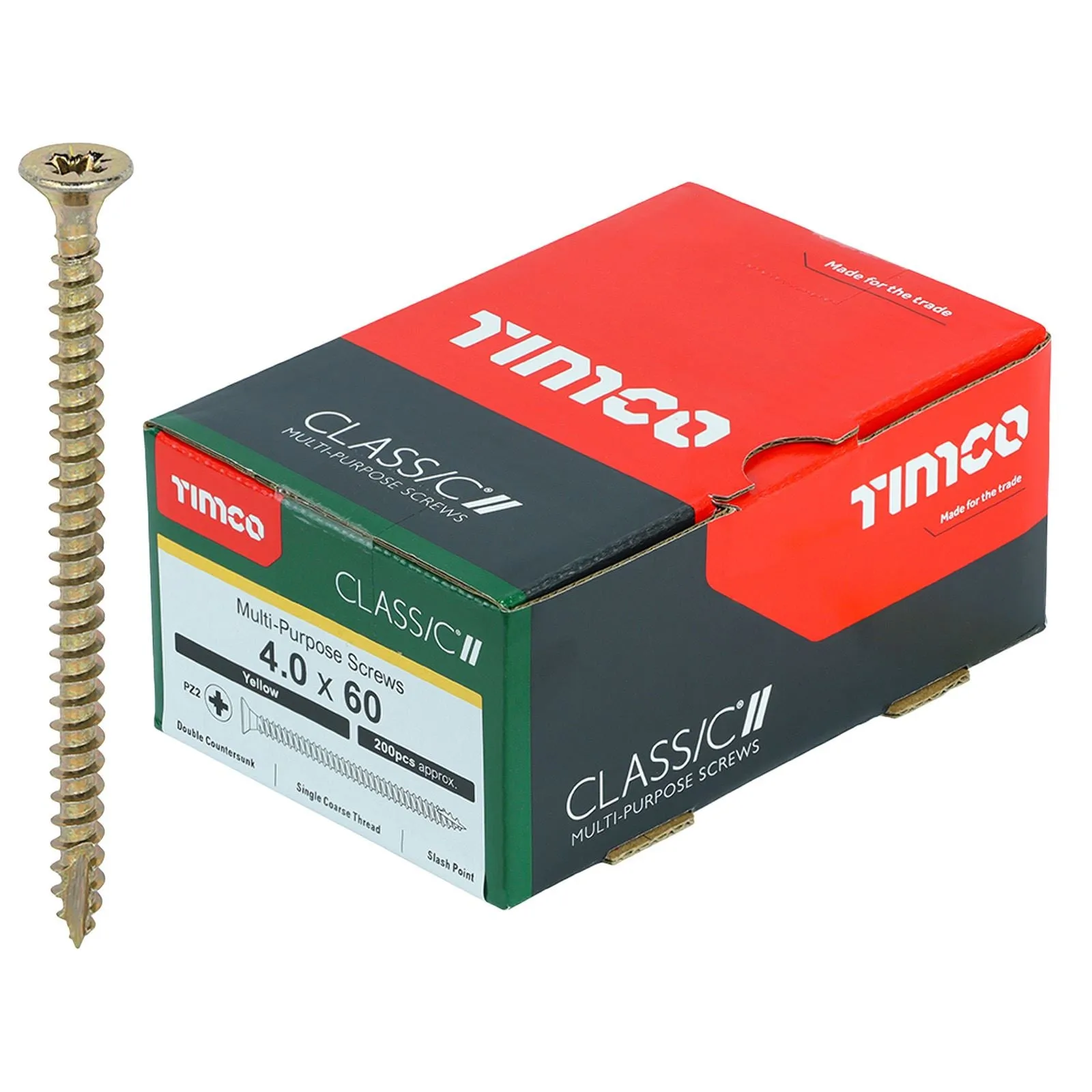 TIMCO Classic Multi Purpose Screws Pozi Head Double Countersunk Yellow Boxed - Choose Size