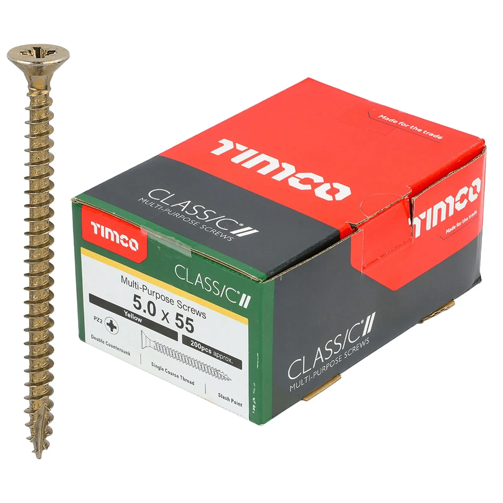 TIMCO Classic Multi Purpose Screws Pozi Head Double Countersunk Yellow Boxed - Choose Size