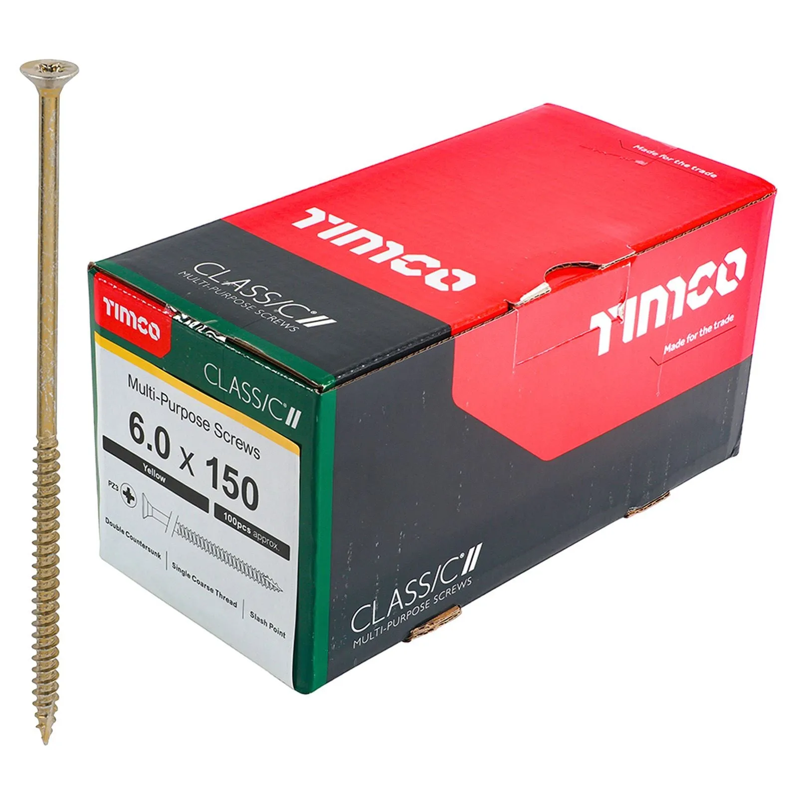 TIMCO Classic Multi Purpose Screws Pozi Head Double Countersunk Yellow Boxed - Choose Size
