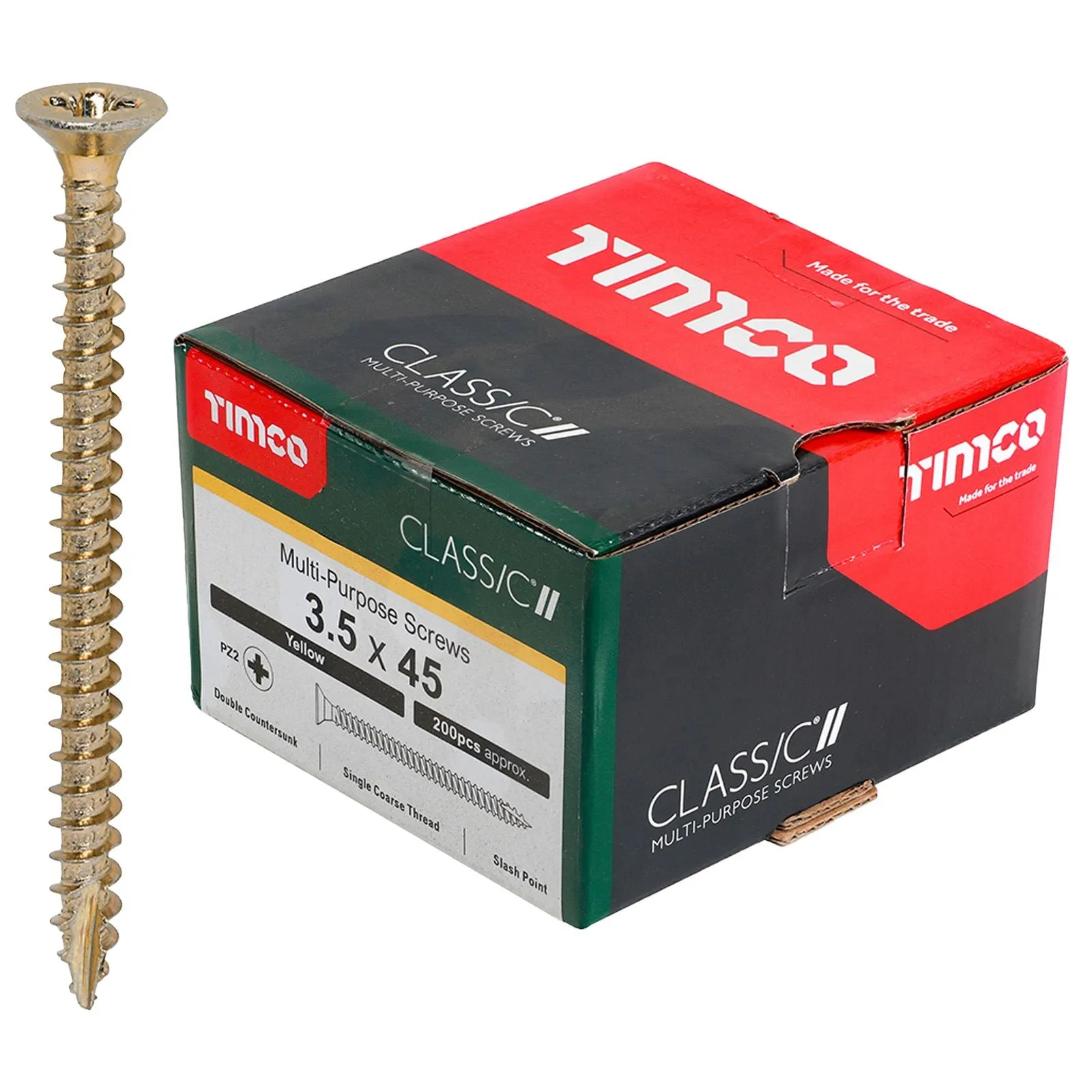 TIMCO Classic Multi Purpose Screws Pozi Head Double Countersunk Yellow Boxed - Choose Size