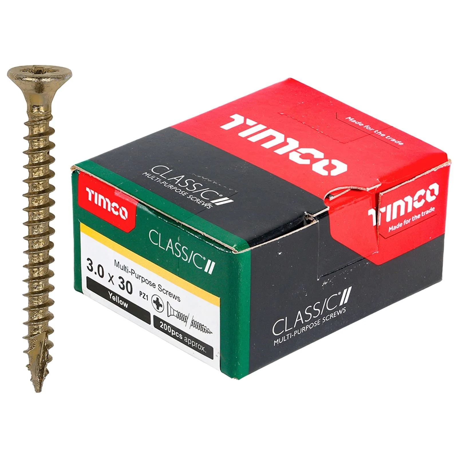 TIMCO Classic Multi Purpose Screws Pozi Head Double Countersunk Yellow Boxed - Choose Size