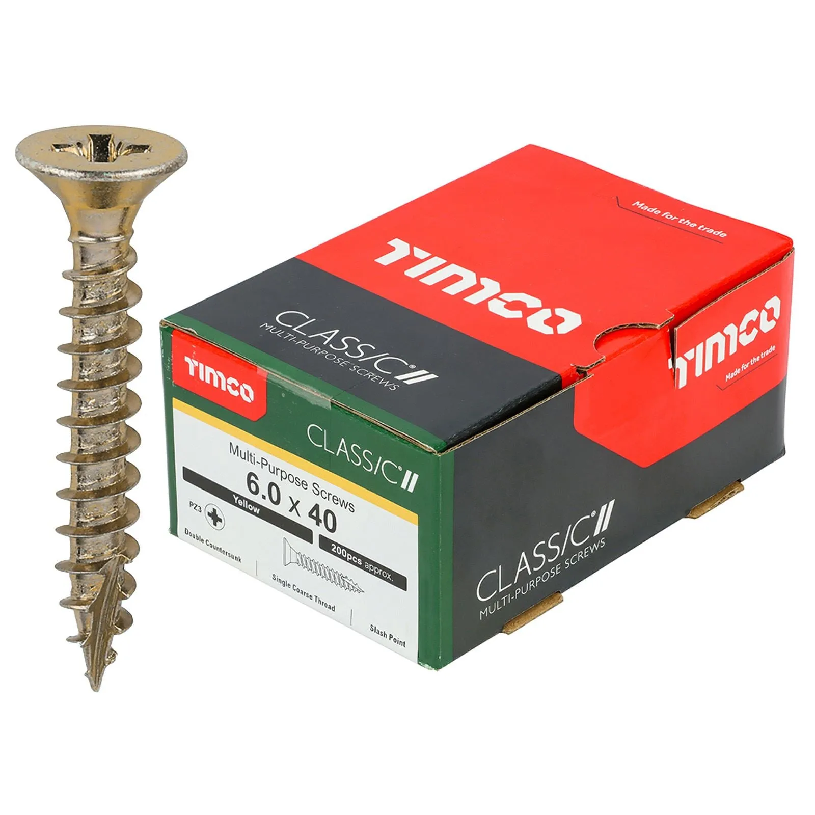 TIMCO Classic Multi Purpose Screws Pozi Head Double Countersunk Yellow Boxed - Choose Size