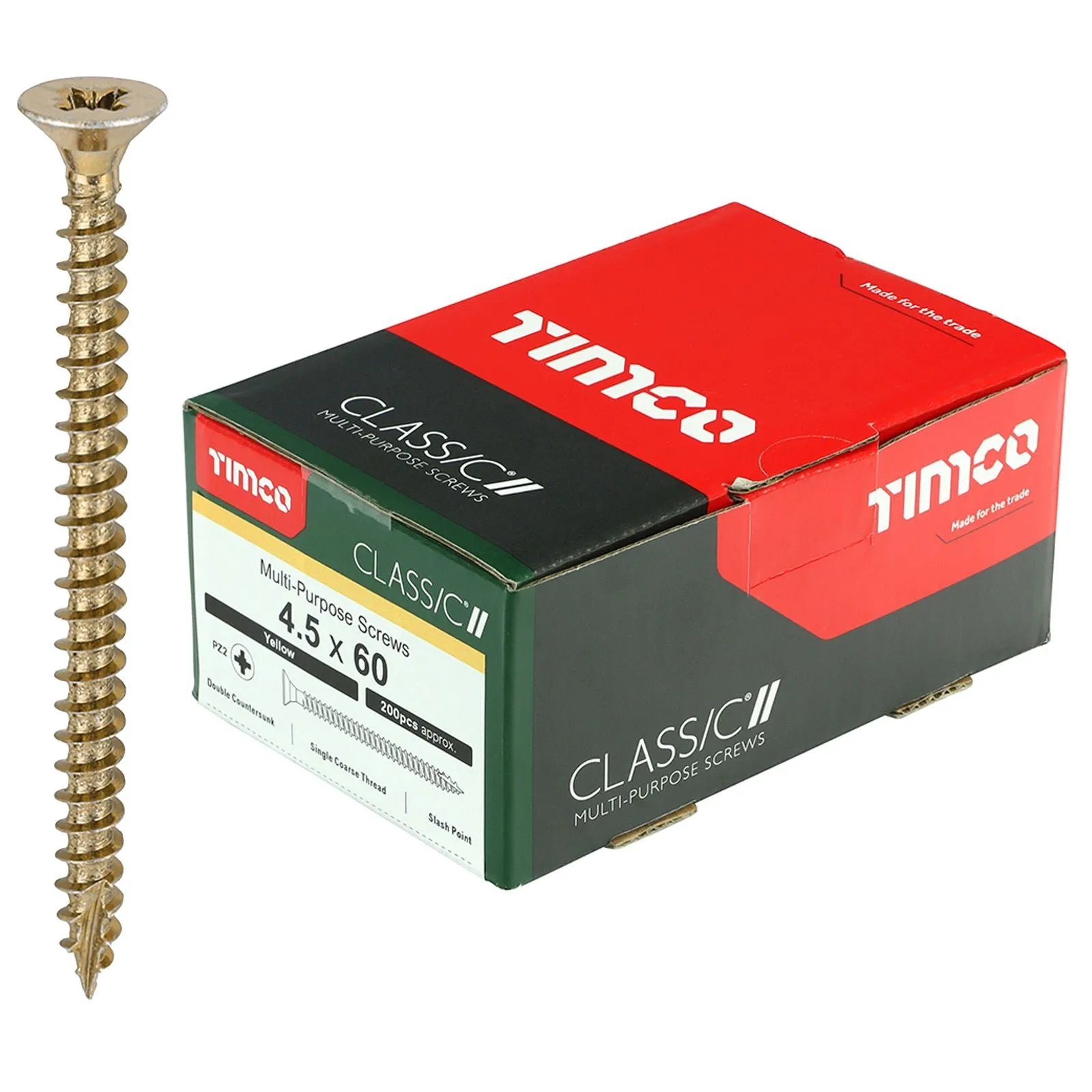 TIMCO Classic Multi Purpose Screws Pozi Head Double Countersunk Yellow Boxed - Choose Size