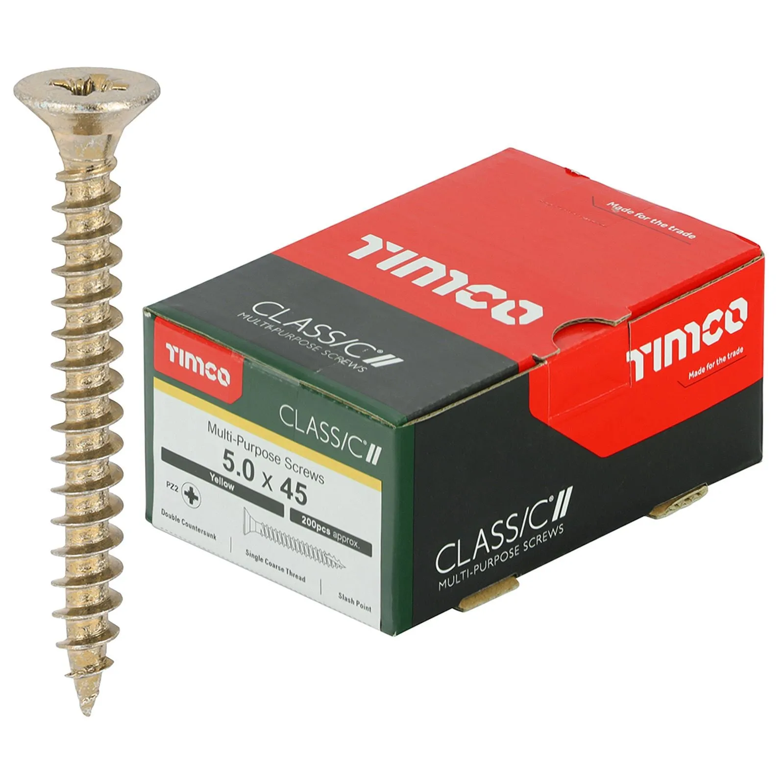 TIMCO Classic Multi Purpose Screws Pozi Head Double Countersunk Yellow Boxed - Choose Size