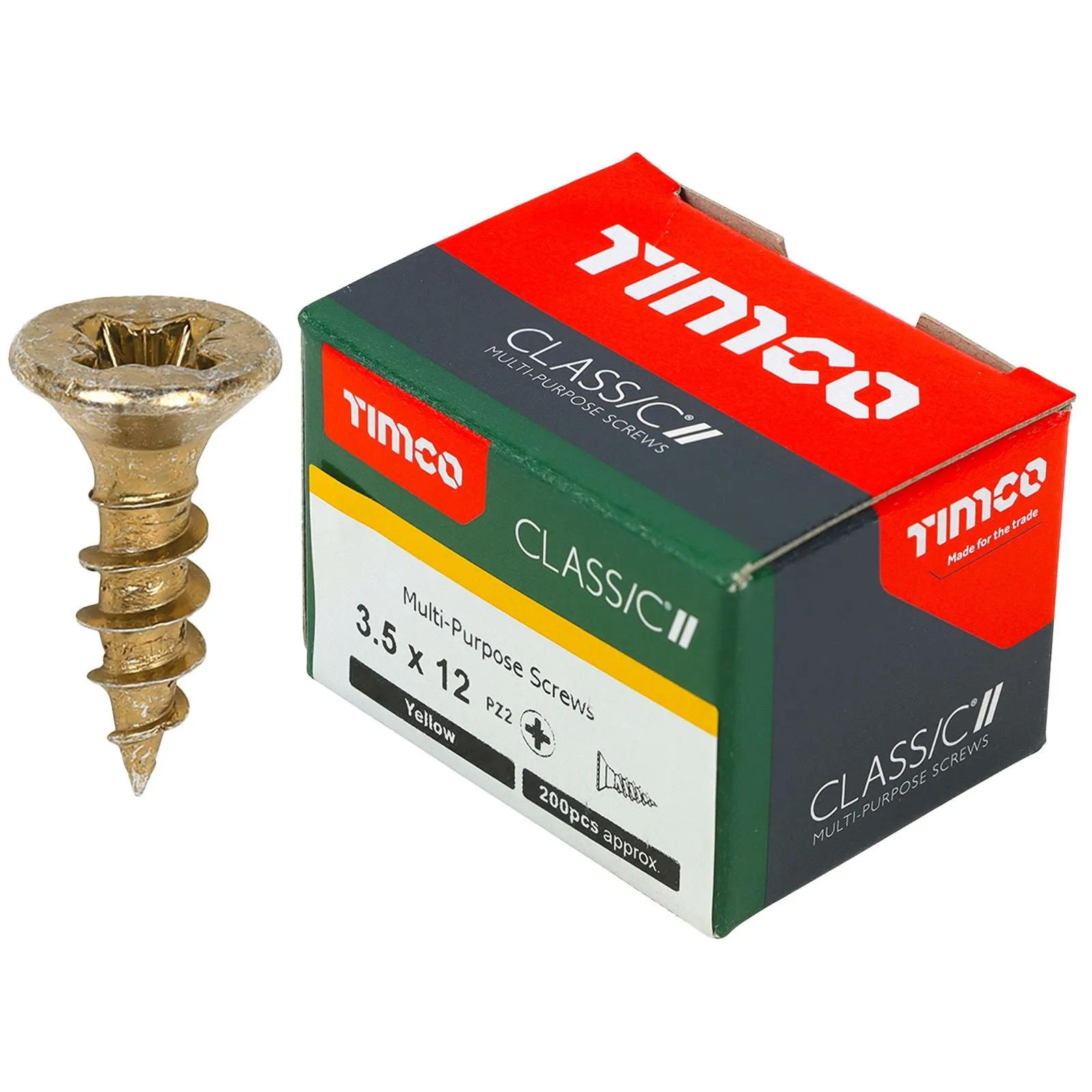TIMCO Classic Multi Purpose Screws Pozi Head Double Countersunk Yellow Boxed - Choose Size
