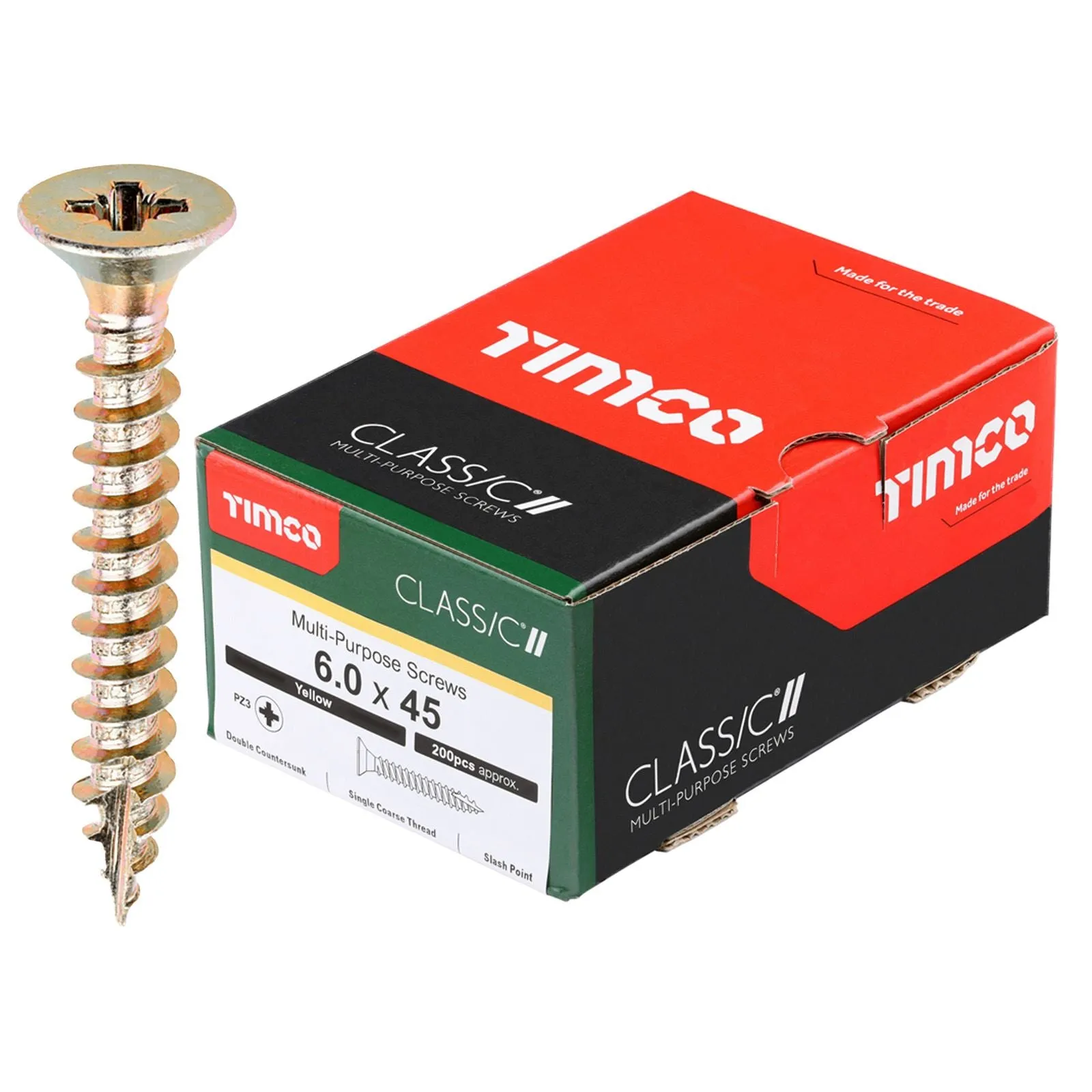 TIMCO Classic Multi Purpose Screws Pozi Head Double Countersunk Yellow Boxed - Choose Size