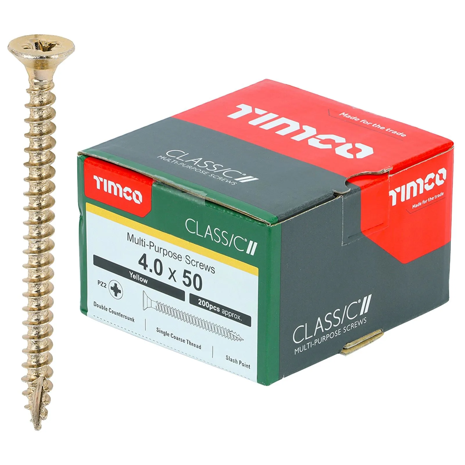 TIMCO Classic Multi Purpose Screws Pozi Head Double Countersunk Yellow Boxed - Choose Size