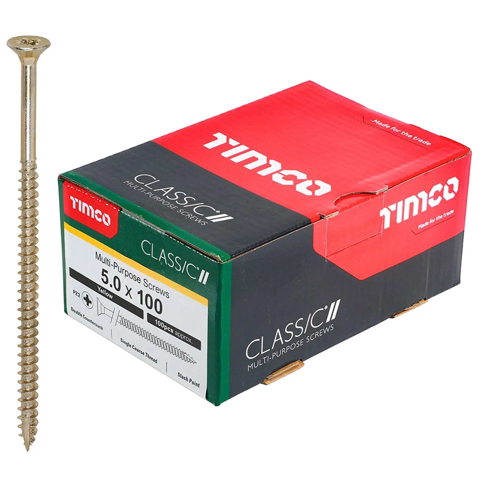 TIMCO Classic Multi Purpose Screws Pozi Head Double Countersunk Yellow Boxed - Choose Size