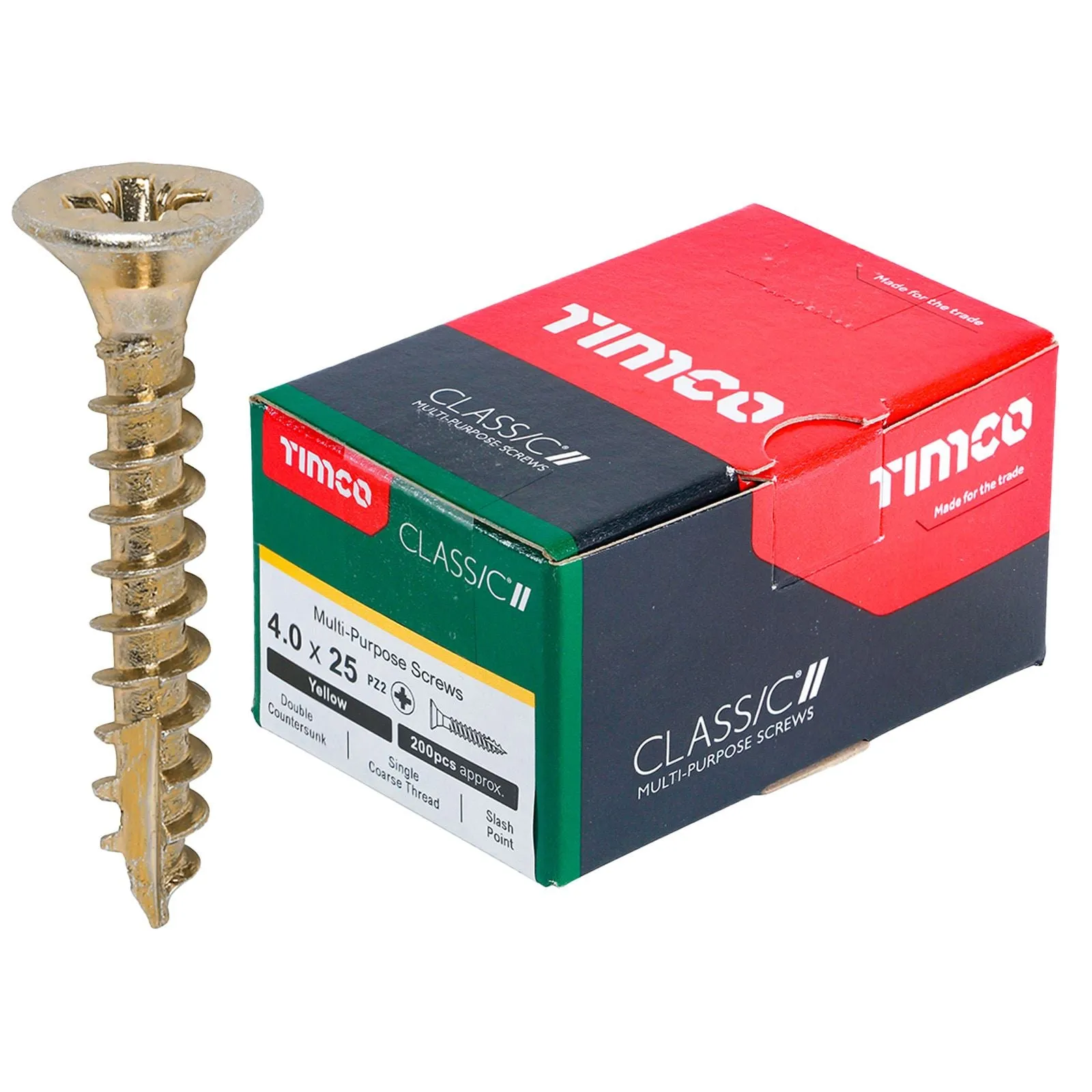 TIMCO Classic Multi Purpose Screws Pozi Head Double Countersunk Yellow Boxed - Choose Size