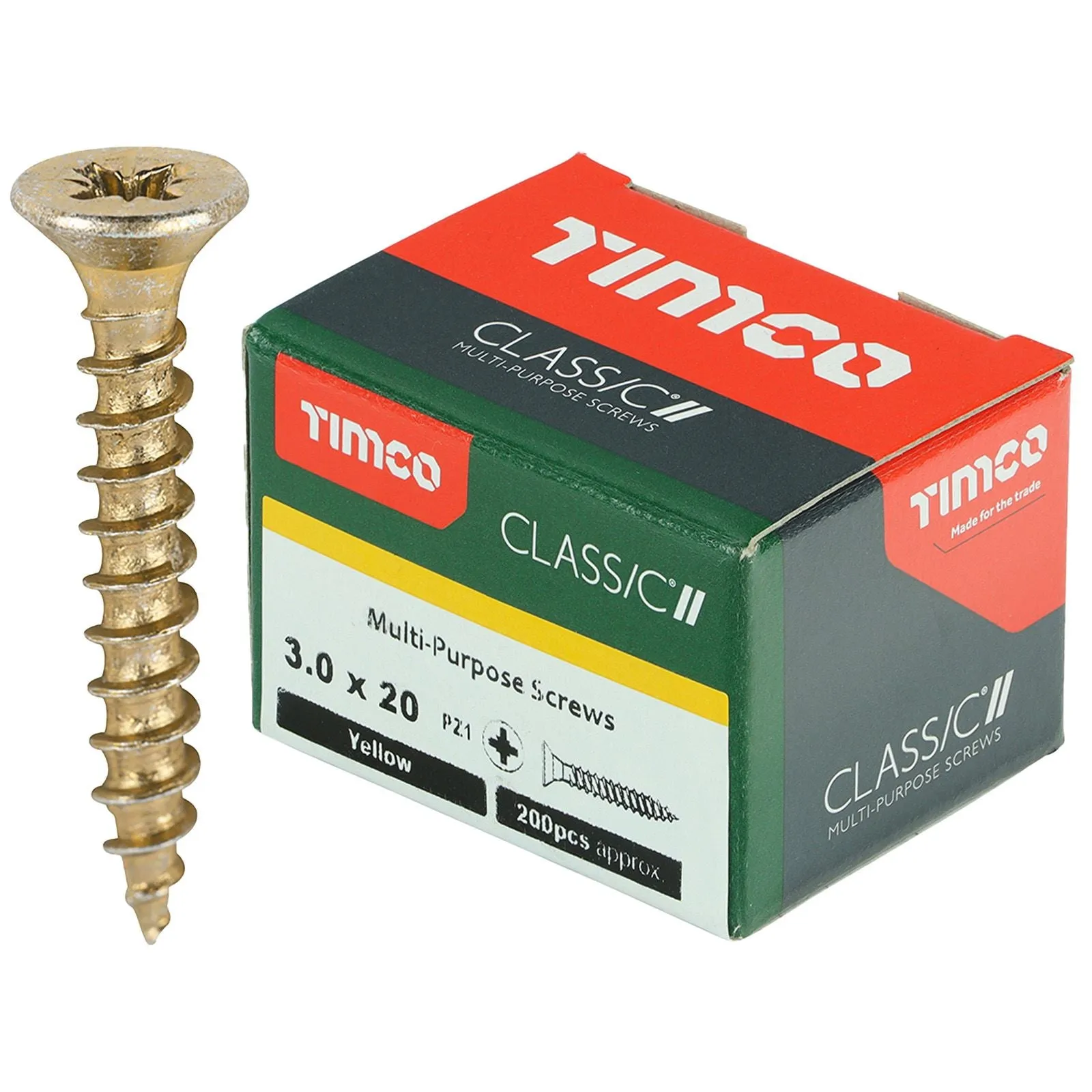 TIMCO Classic Multi Purpose Screws Pozi Head Double Countersunk Yellow Boxed - Choose Size