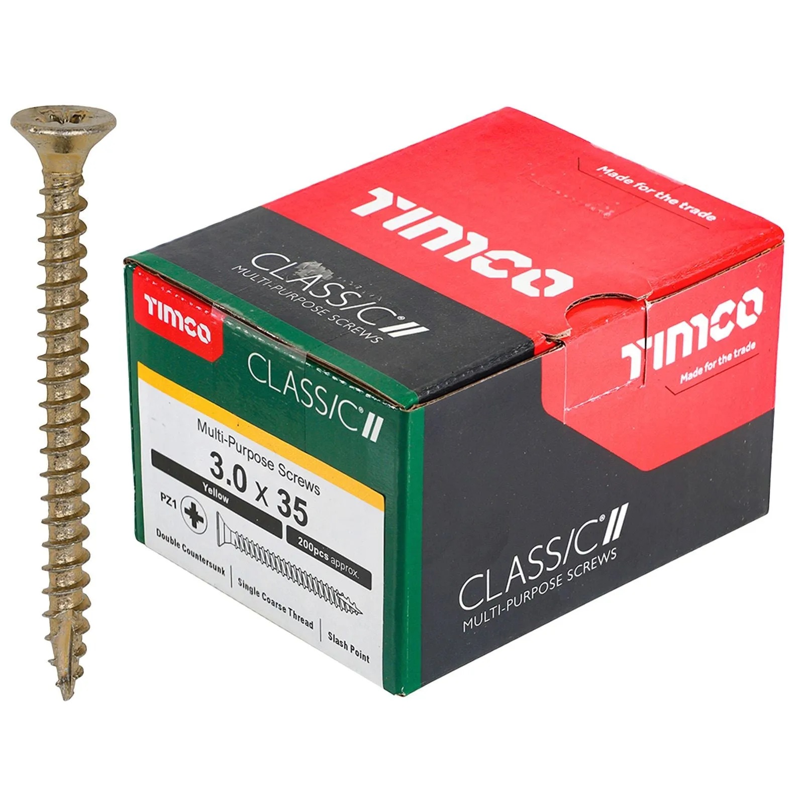 TIMCO Classic Multi Purpose Screws Pozi Head Double Countersunk Yellow Boxed - Choose Size