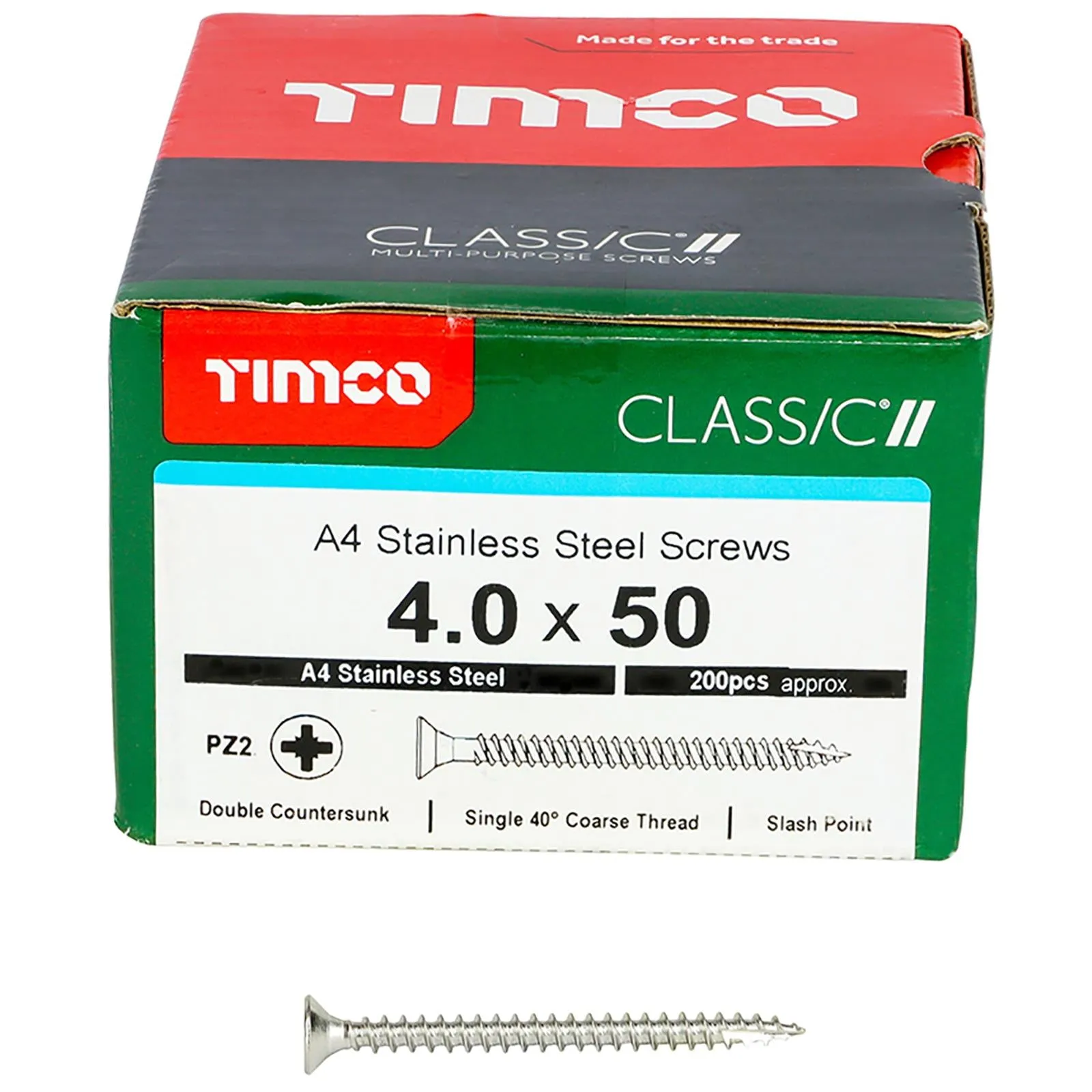 TIMCO Classic Wood Screw A4 Stainless Steel Countersunk Multi Purpose
